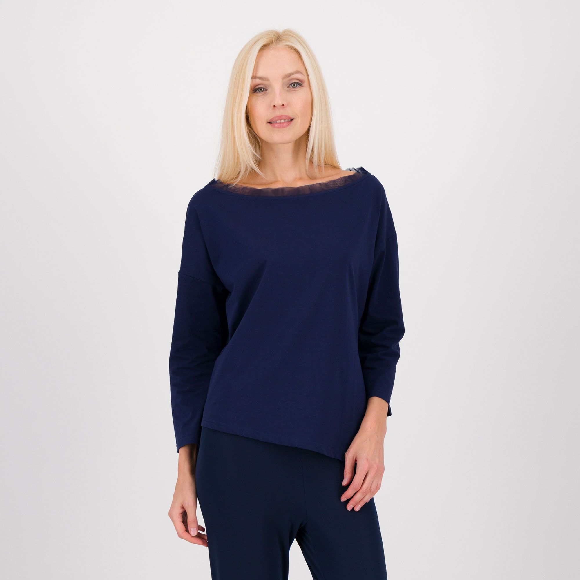 Image of Caterina Lancini Maglia in jersey di cotone stretch scollo a barca061