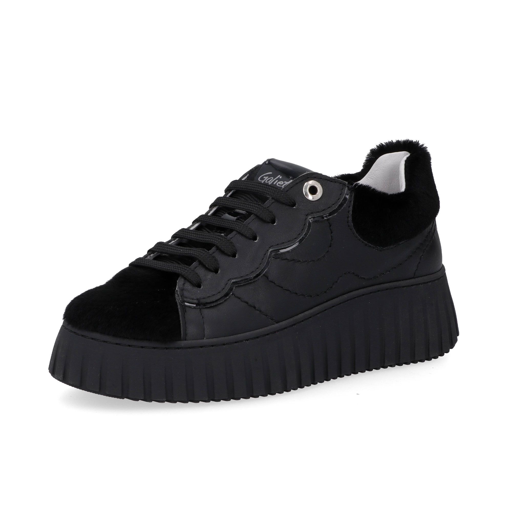 Galieti Sneaker in pelle con inserti in cavallino e suola 5cm