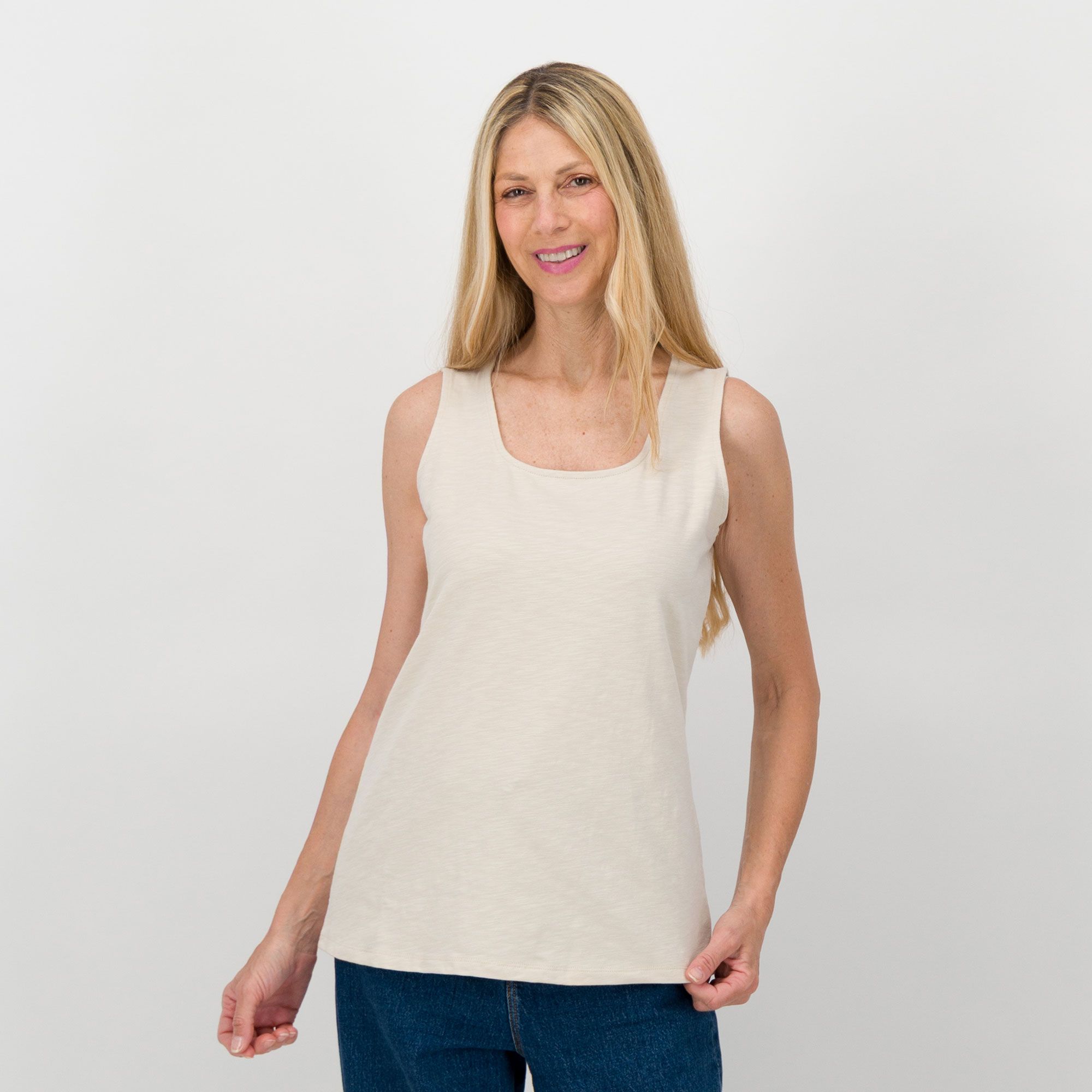 Denim & Co. Canotta in cotone stretch