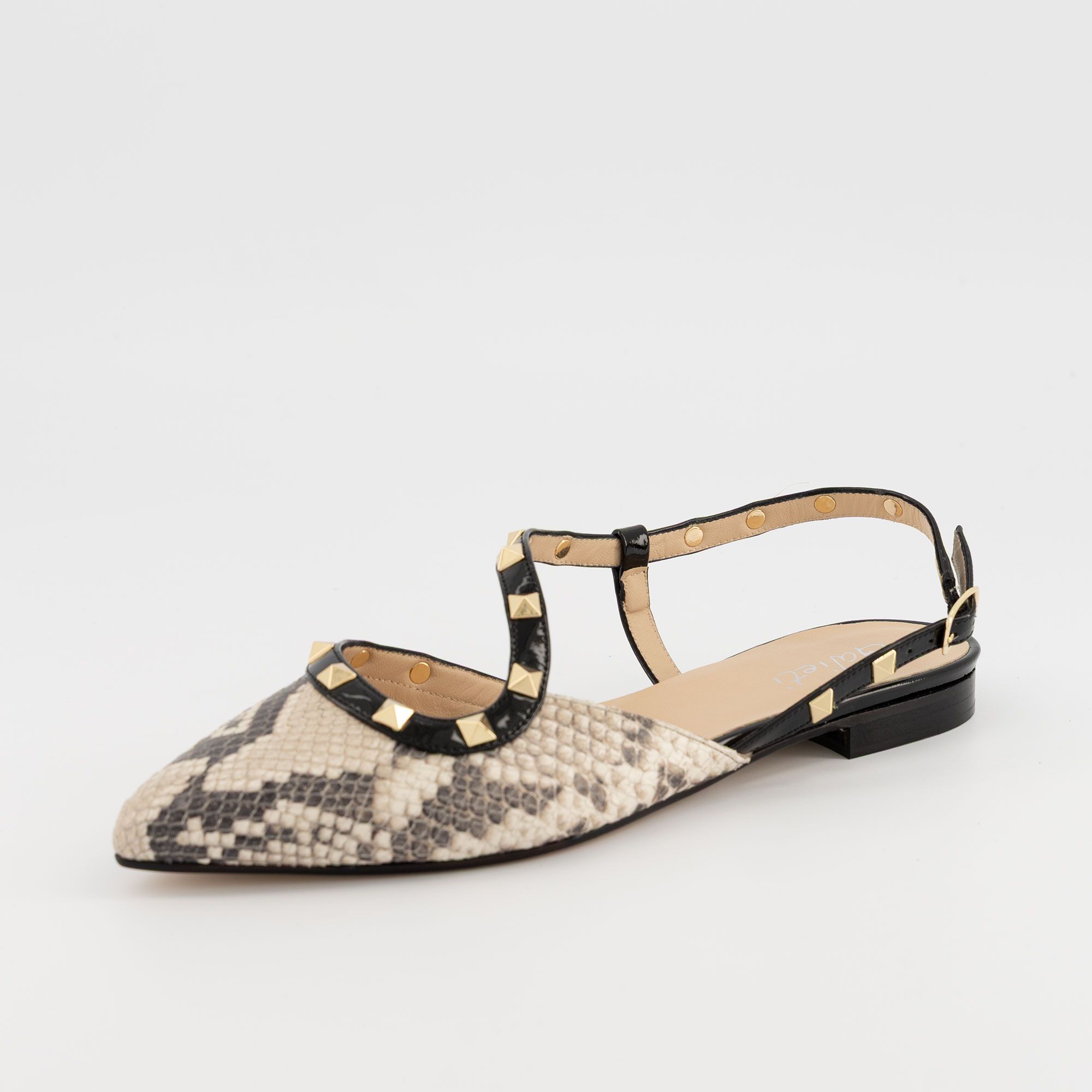 Galieti Slingback in pelle con borchie tacco 1,5 cm