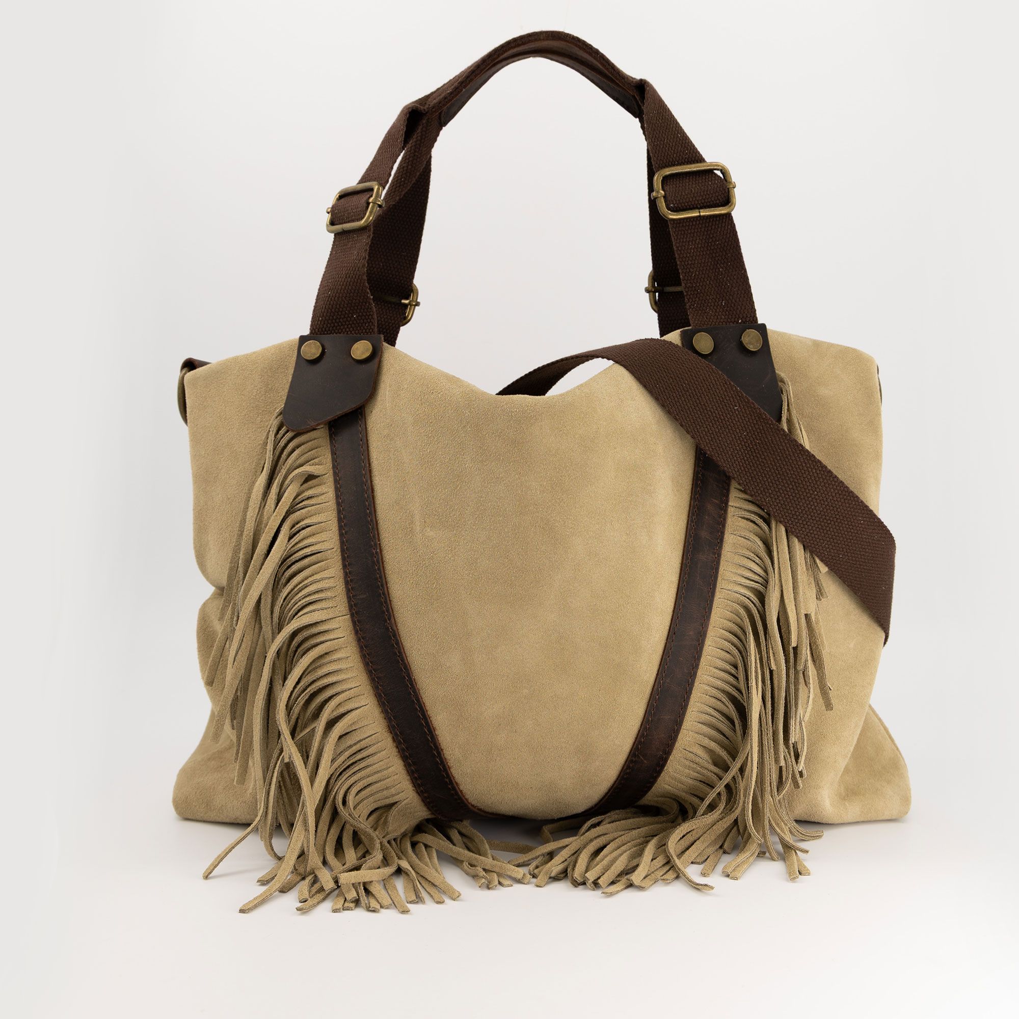 Le Corone Bags
Borsa a spalla in
pelle scamosciata
con tracolla