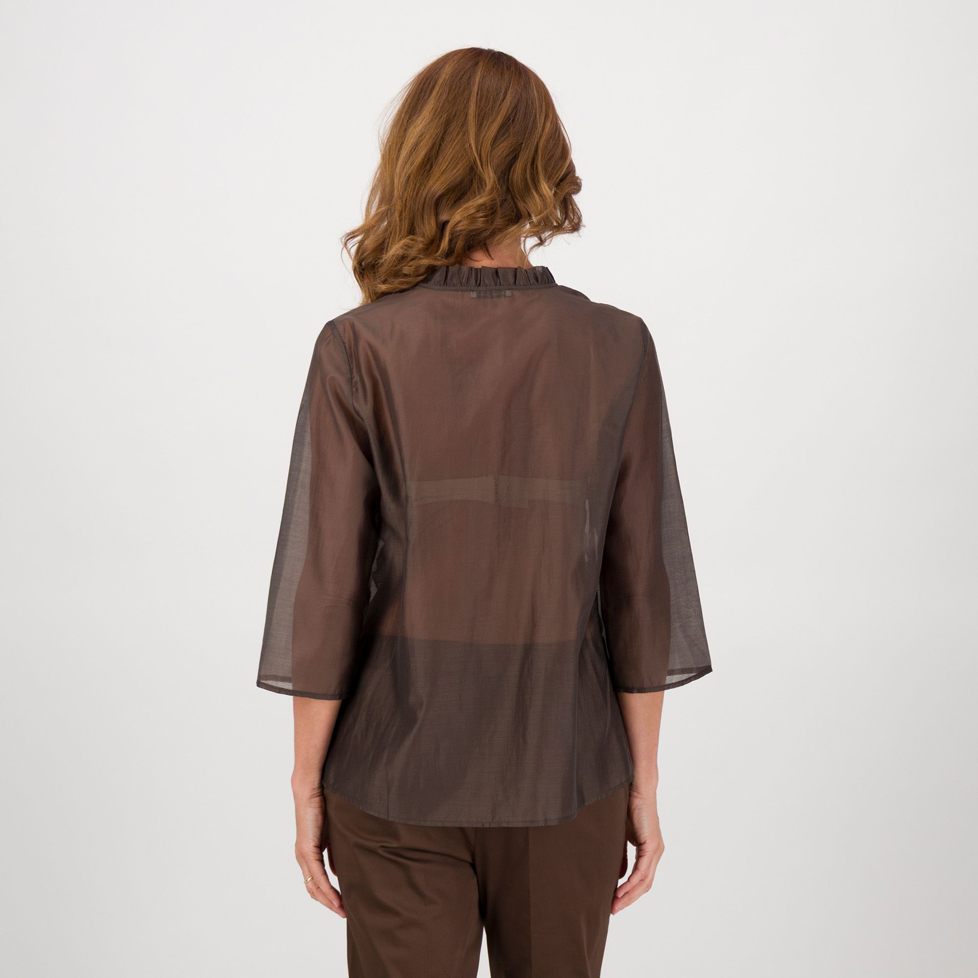 Caterina Lancini Camicia in voile misto lyocell collo arricciato