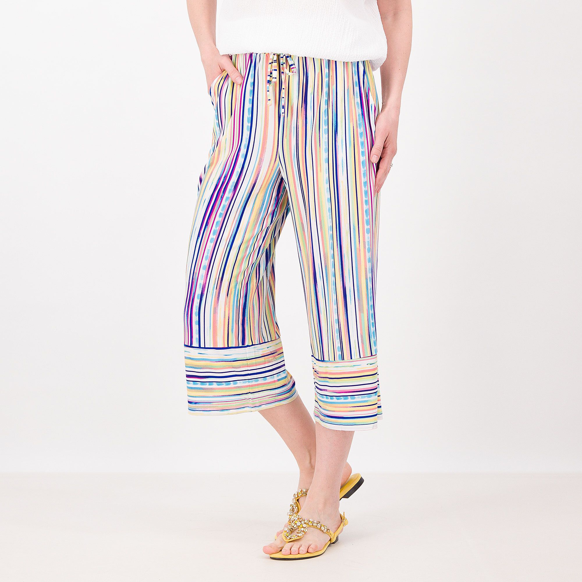 QVC Nina Leonard Pantaloni cropped in jersey opaco fantasia