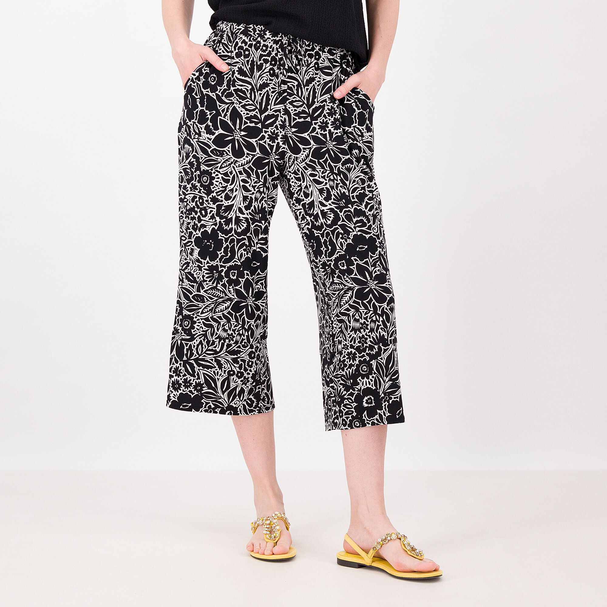 Image of Nina Leonard Pantaloni cropped in jersey opaco fantasia061