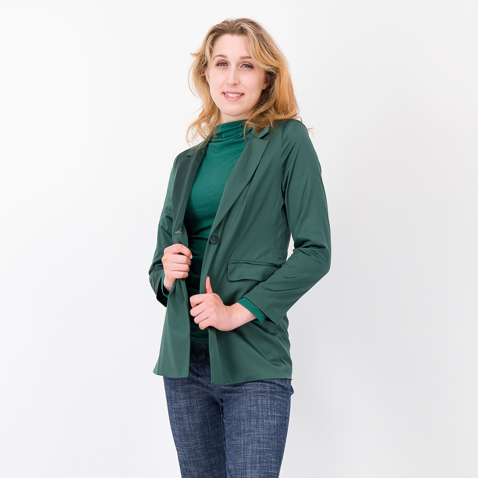 QVC Officina della Moda Blazer in raso con cotone collo rever