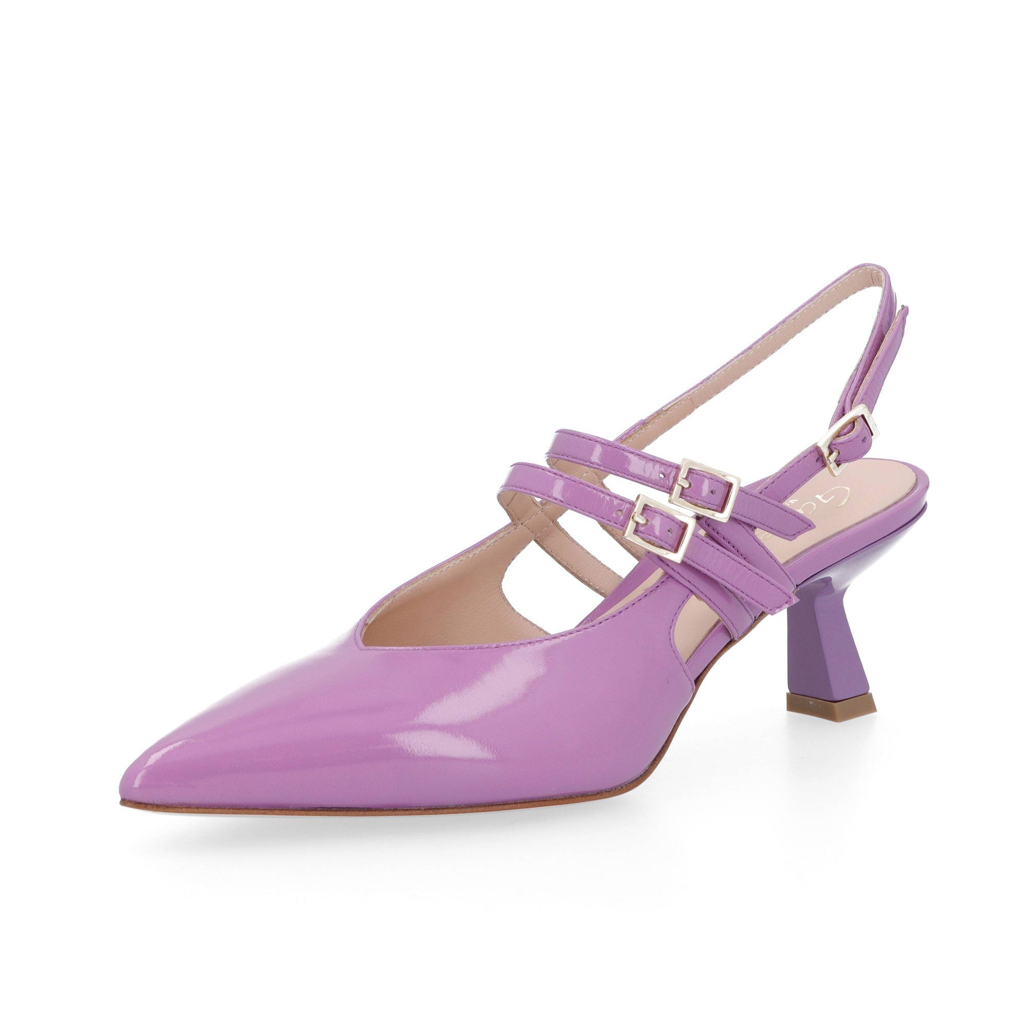 Galieti
Slingback in pelle,
cinturini con fibbia
e tacco 6,5 cm