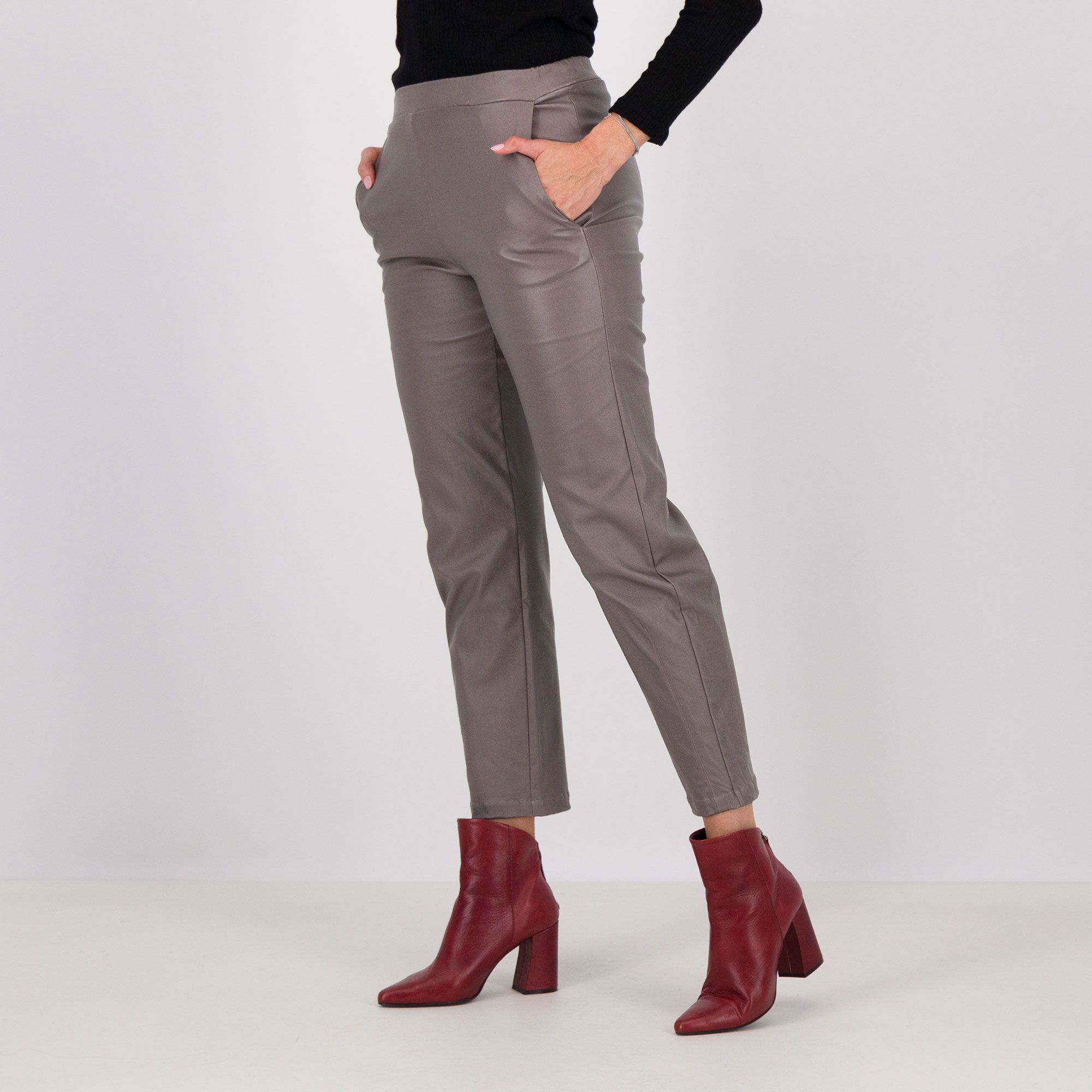 QVC Bianca Della Torre Pantaloni in tessuto spalmato con pinces