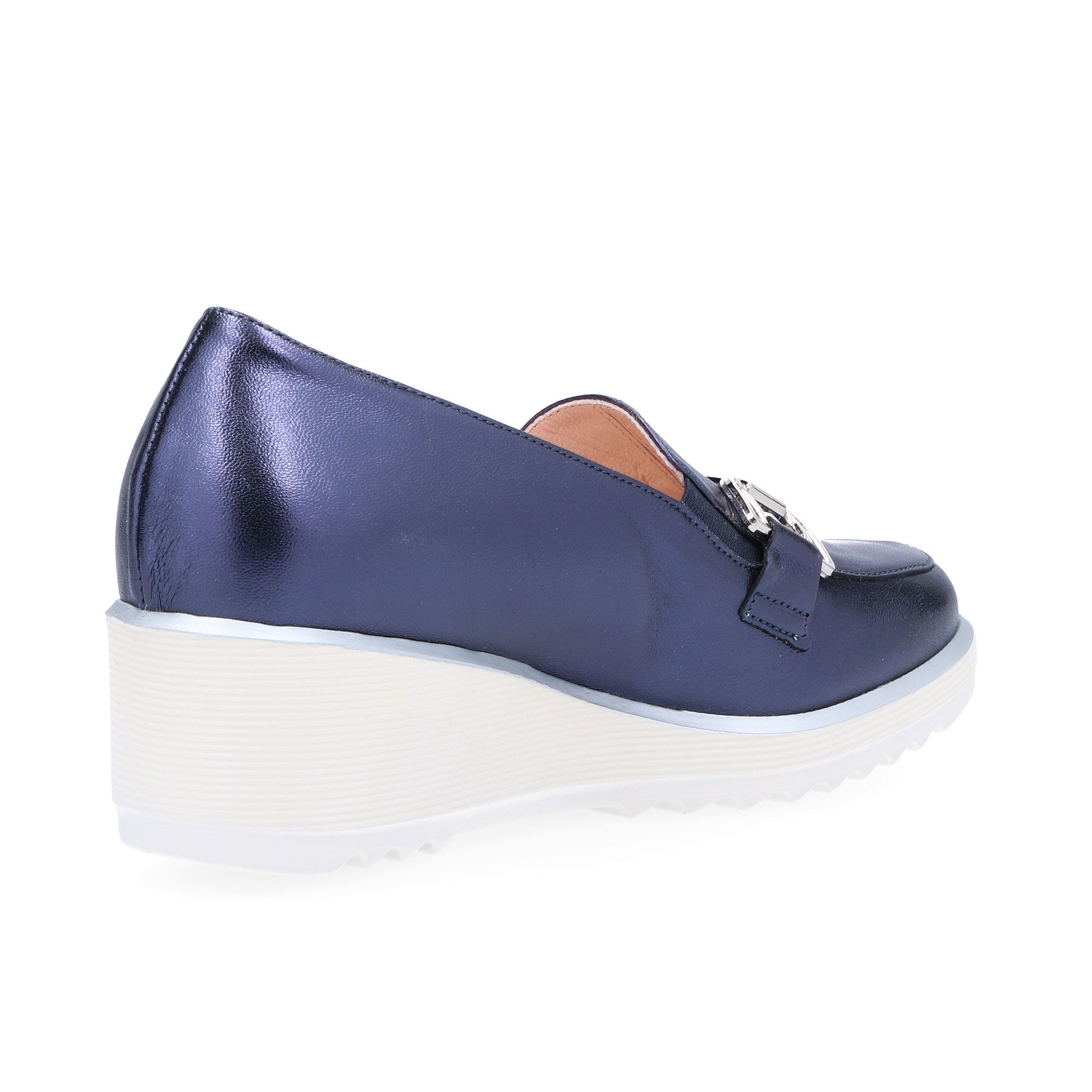 Image of Soffice Sogno Slip on in pelle laminata con morsetto e zeppa 5cm061