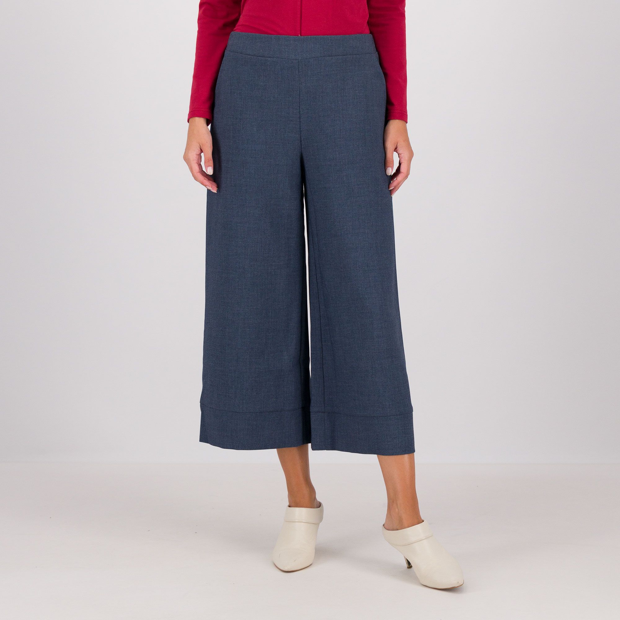 QVC Olly Doo Pantaloni ampi in poliviscosa con elastico dietro