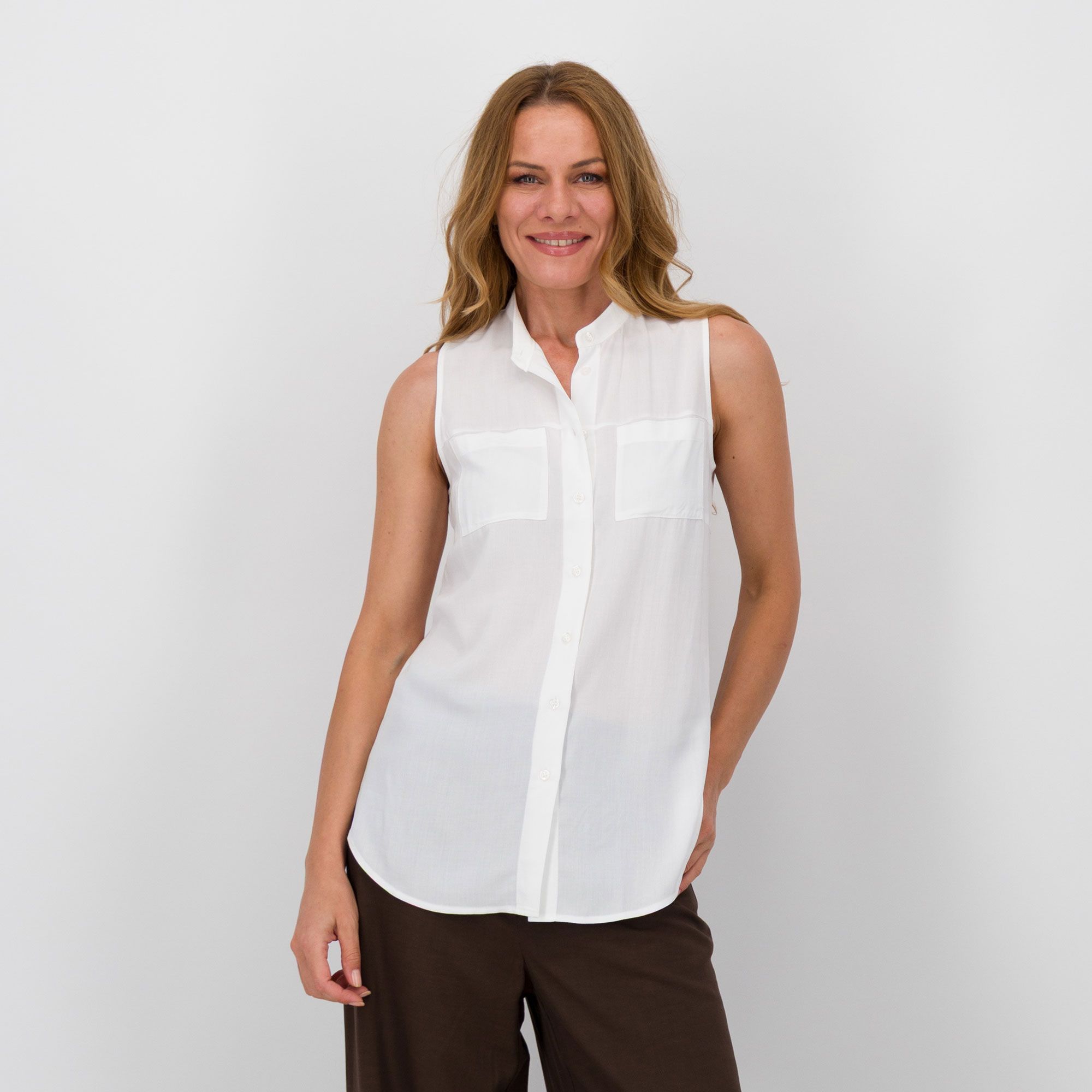 Caterina Lancini Camicia smanicata con collo alla coreana