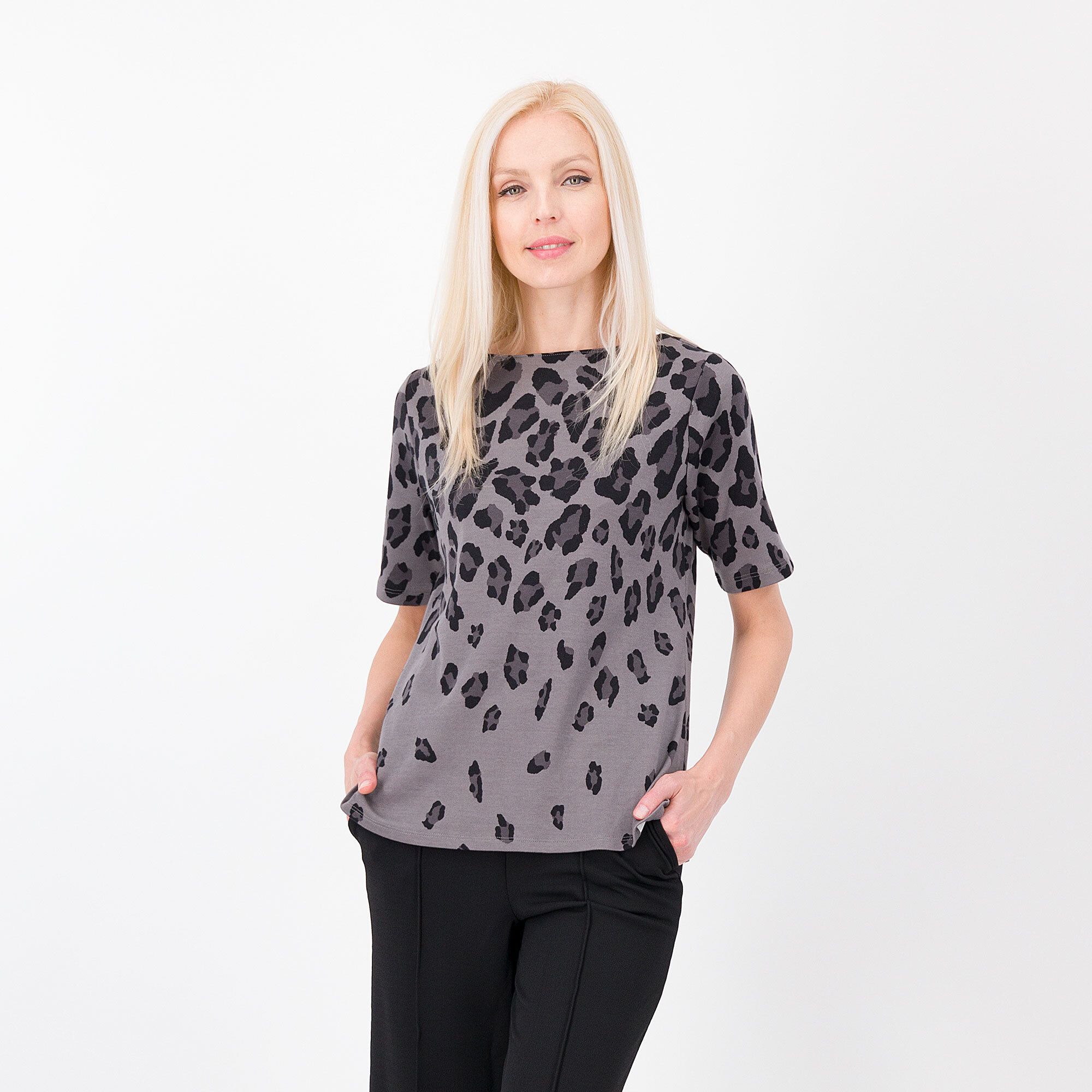 QVC Isaac Mizrahi Live T-shirt fantasia animalier in 100% cotone Scollo a barchetta