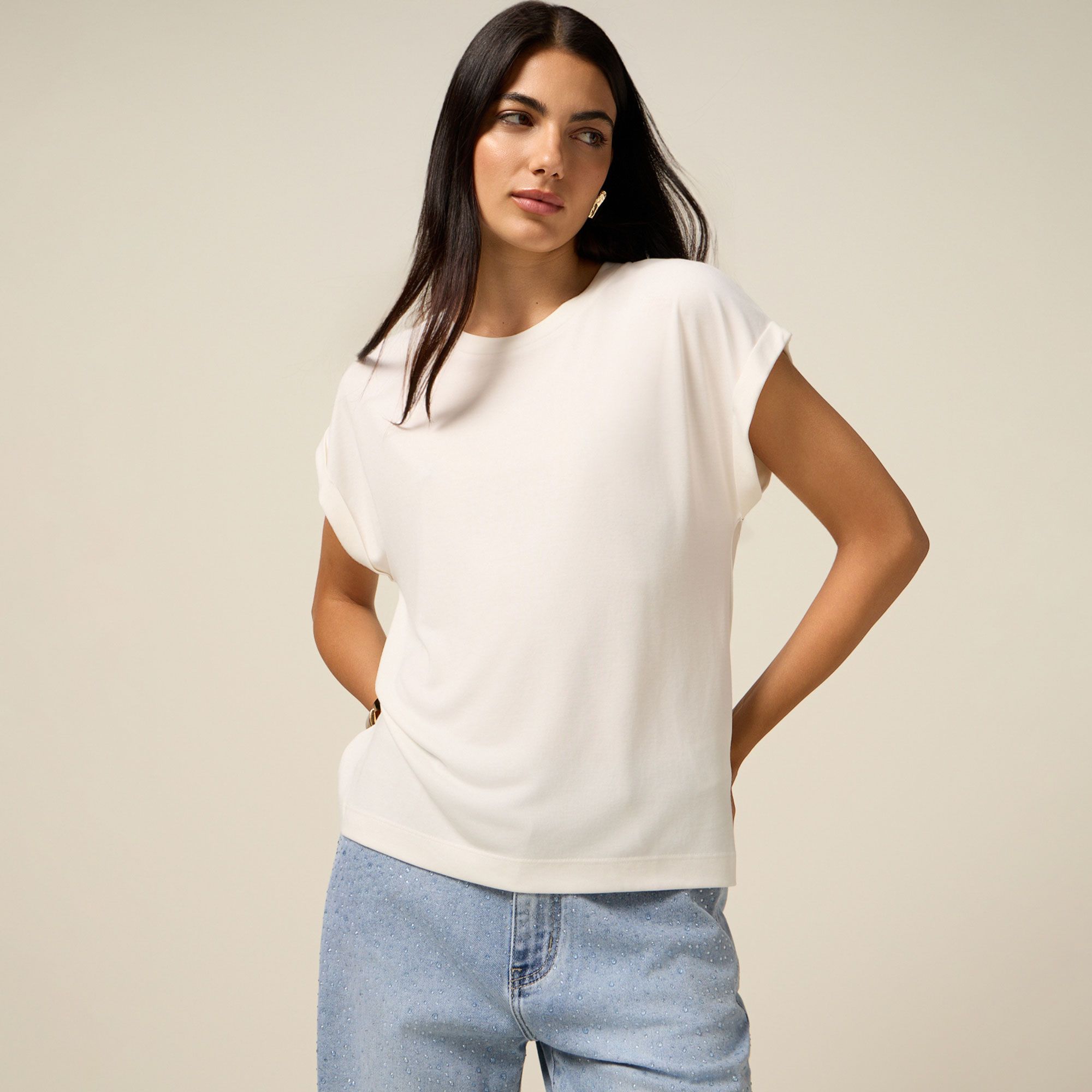Oltre
T-shirt
linea a kimono
in misto modal
