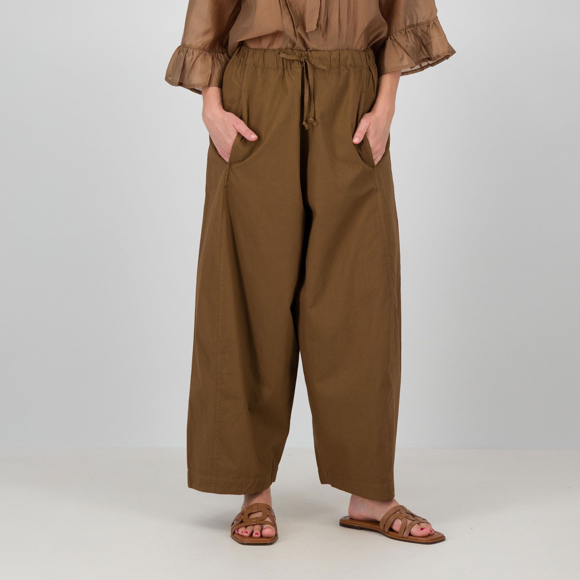 Mood Atelier Pantaloni balloon in cotone con elastico