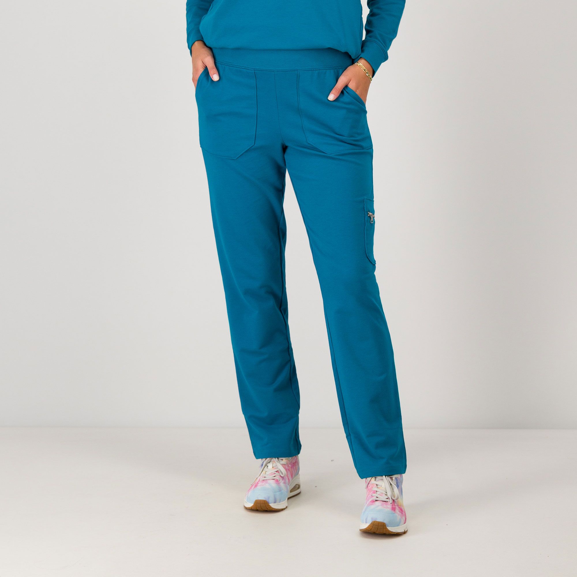 Denim & Co Pantaloni a gamba dritta in felpa leggera