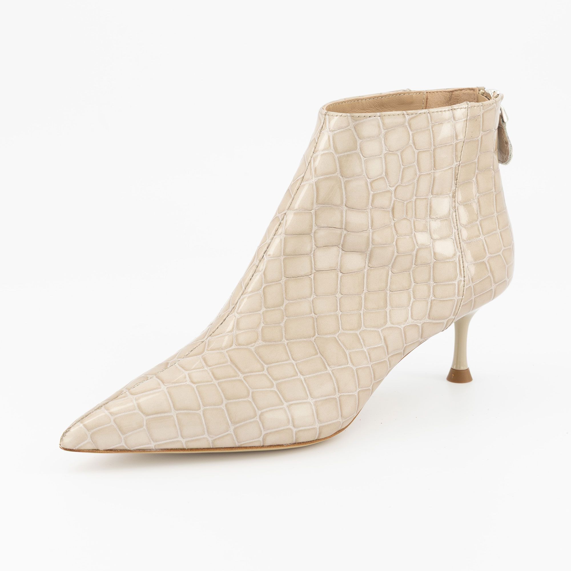 Galieti Stivaletti in pelle cocco e rettile con tacco 5,5 cm