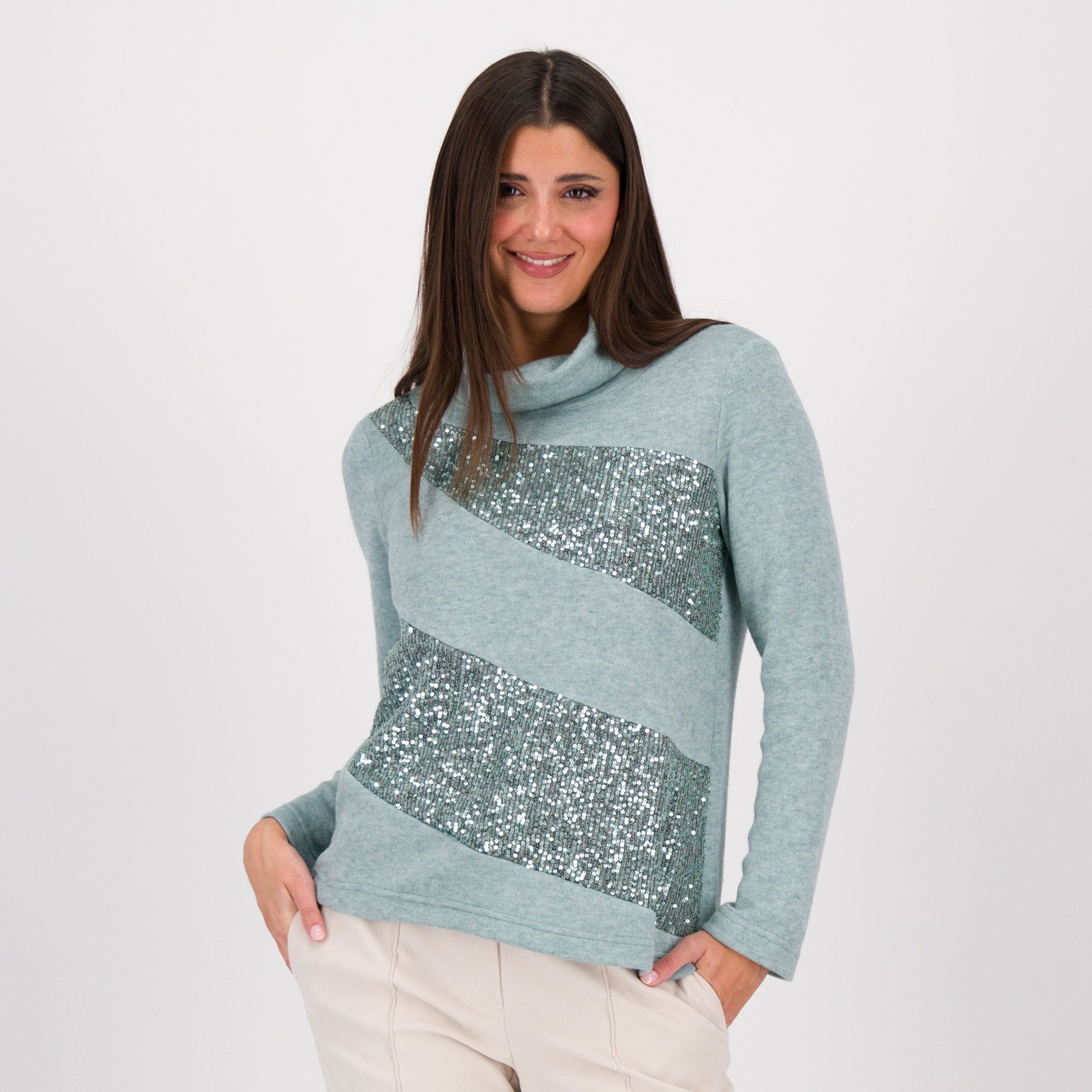 Image of EXTESA Maglia con paillettes scollo a ciambella061