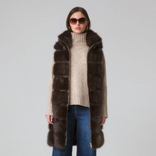 YES ZEE
Gilet lungo in pelo
sintetico inserti
in tessuto spalmato