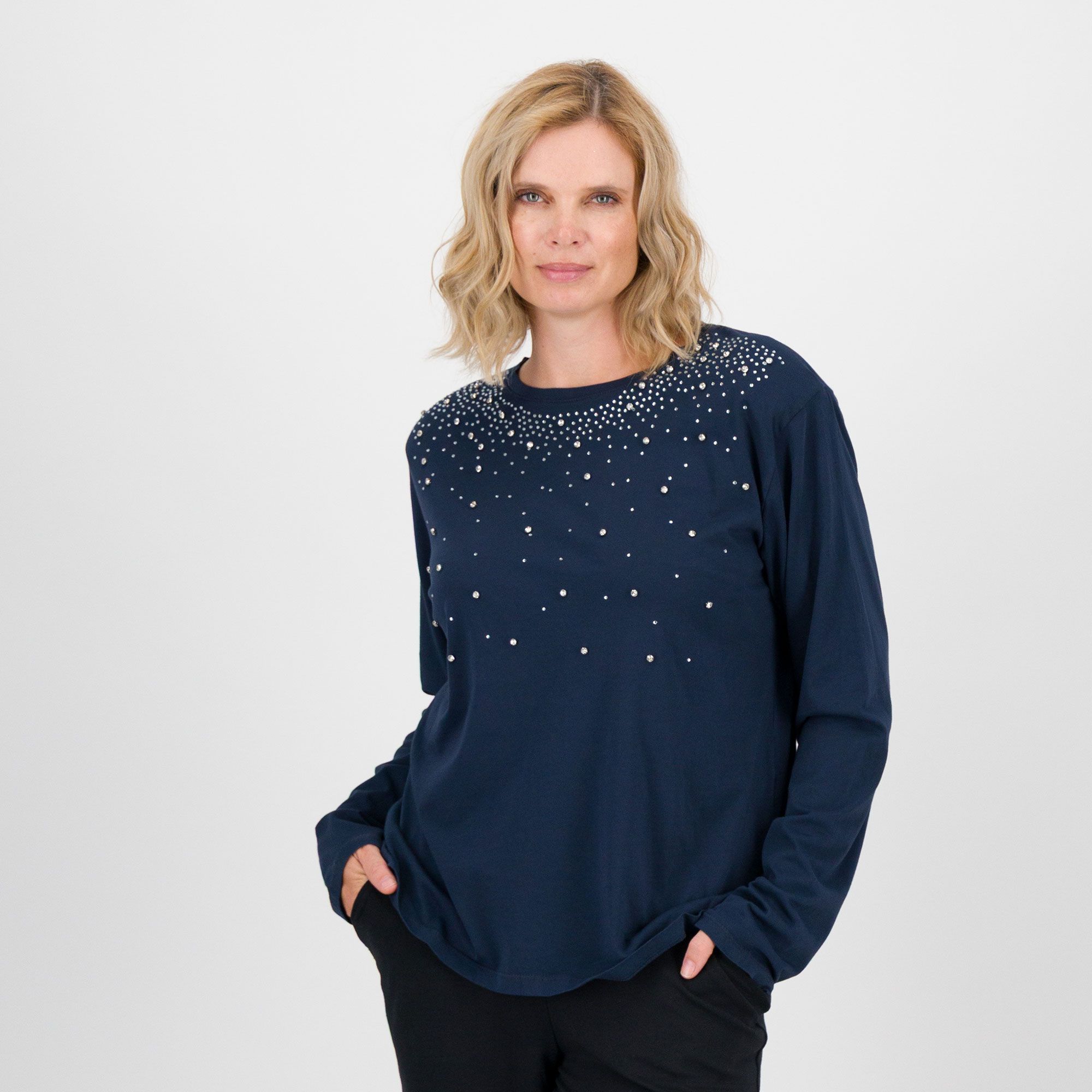 L'Una
T-shirt in cotone
girocollo a 
maniche lunghe