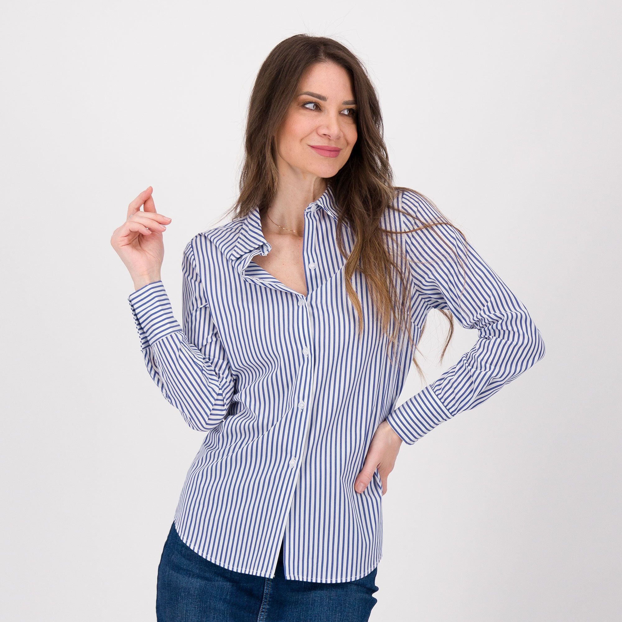 Image of Studio 19 Camicia misto cotone tinto filo a righe061