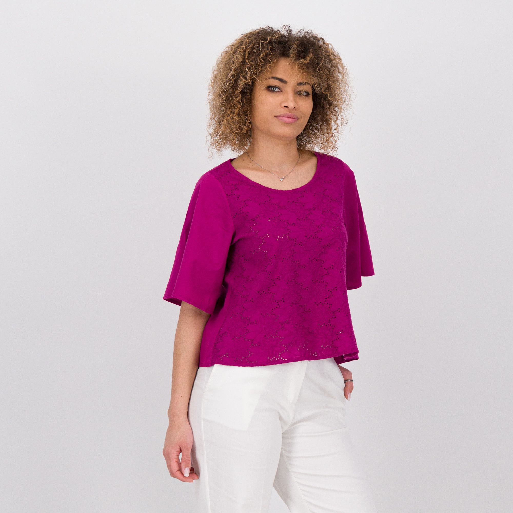 QVC Studio 19 Blusa in popeline di cotone elasticizzato