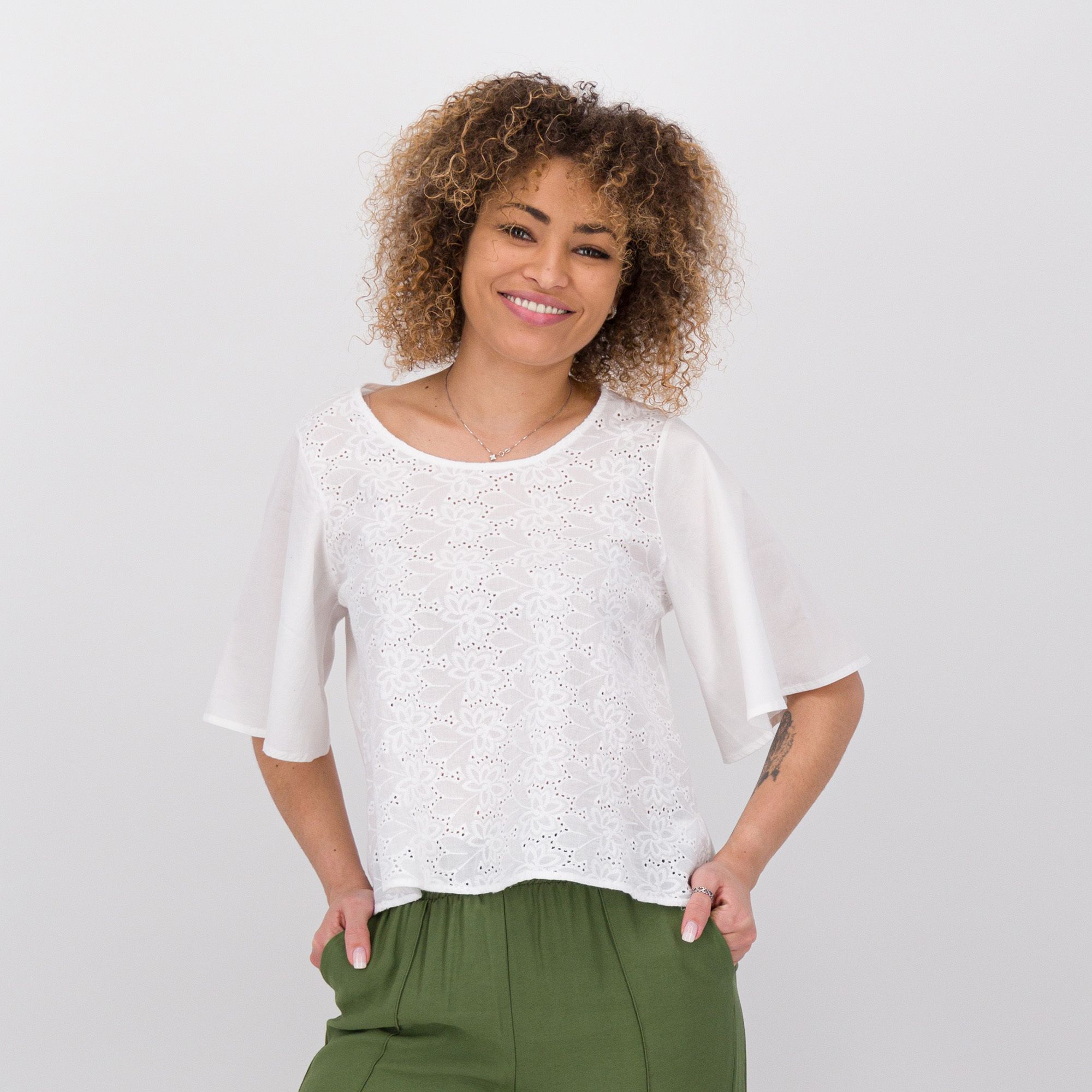 Image of Studio 19 Blusa in popeline di cotone elasticizzato061