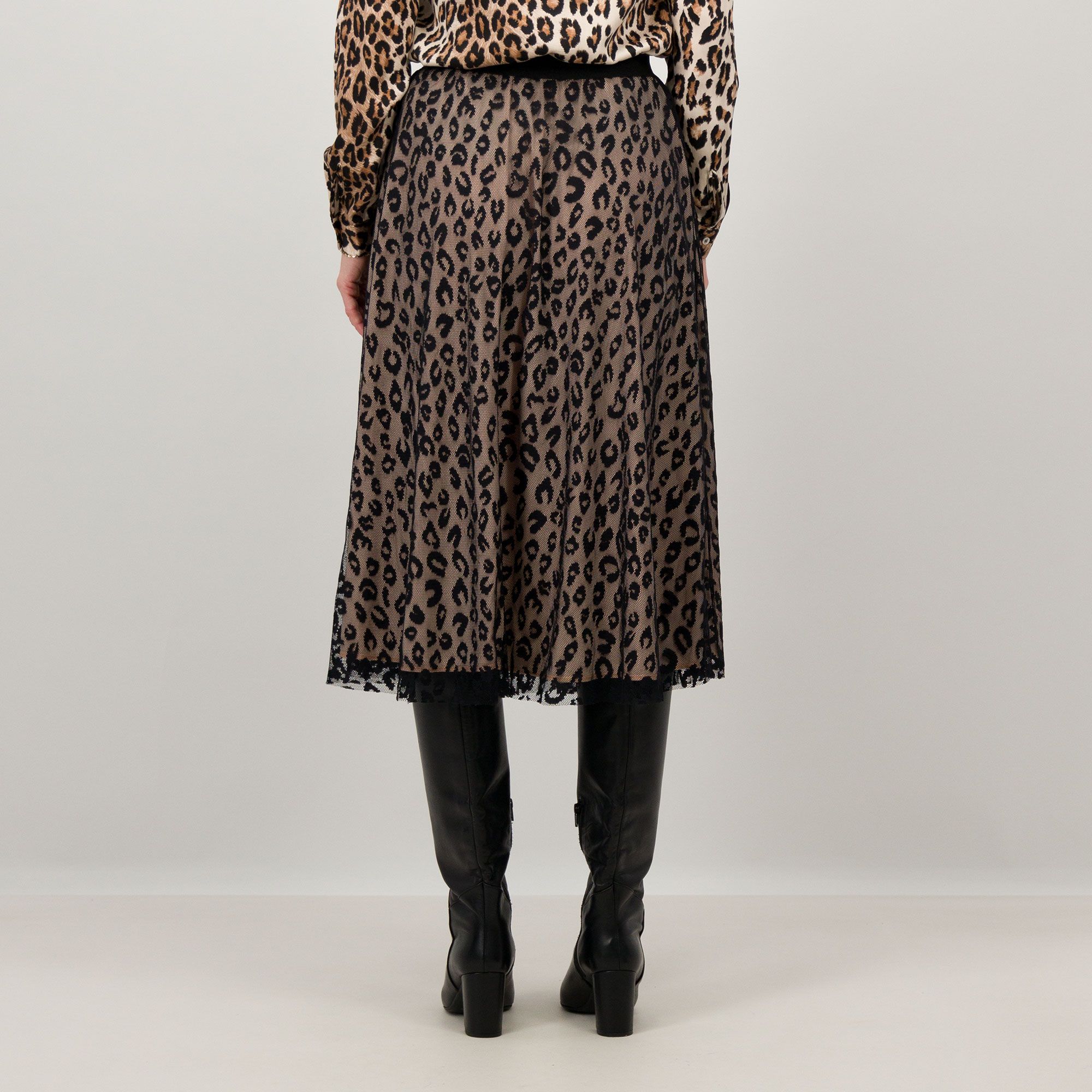 Image of EXTESA Gonna midi doppio strato in tulle leopardato061