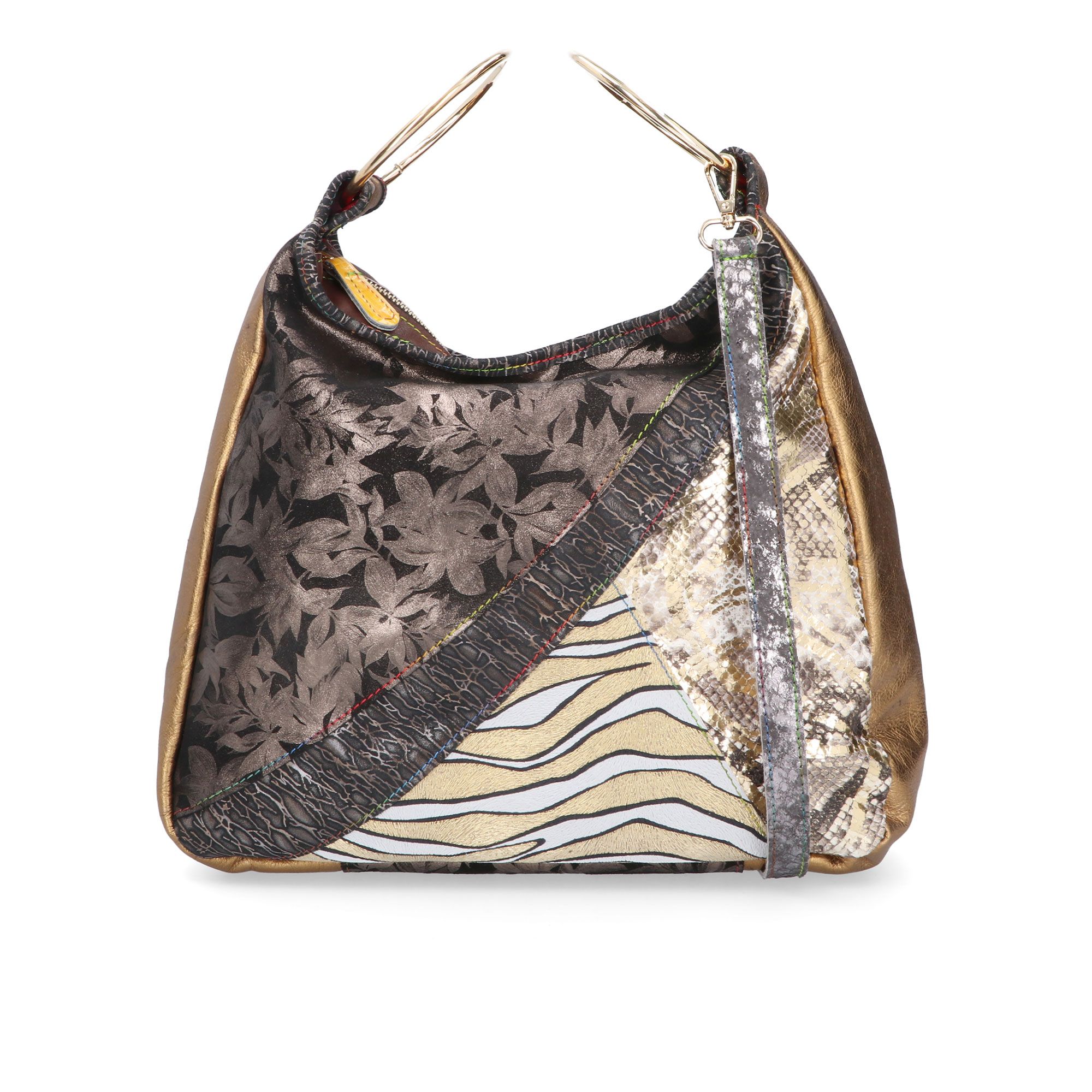 Ebarrito
Borsa a mano
in pelle patchwork
con tracolla