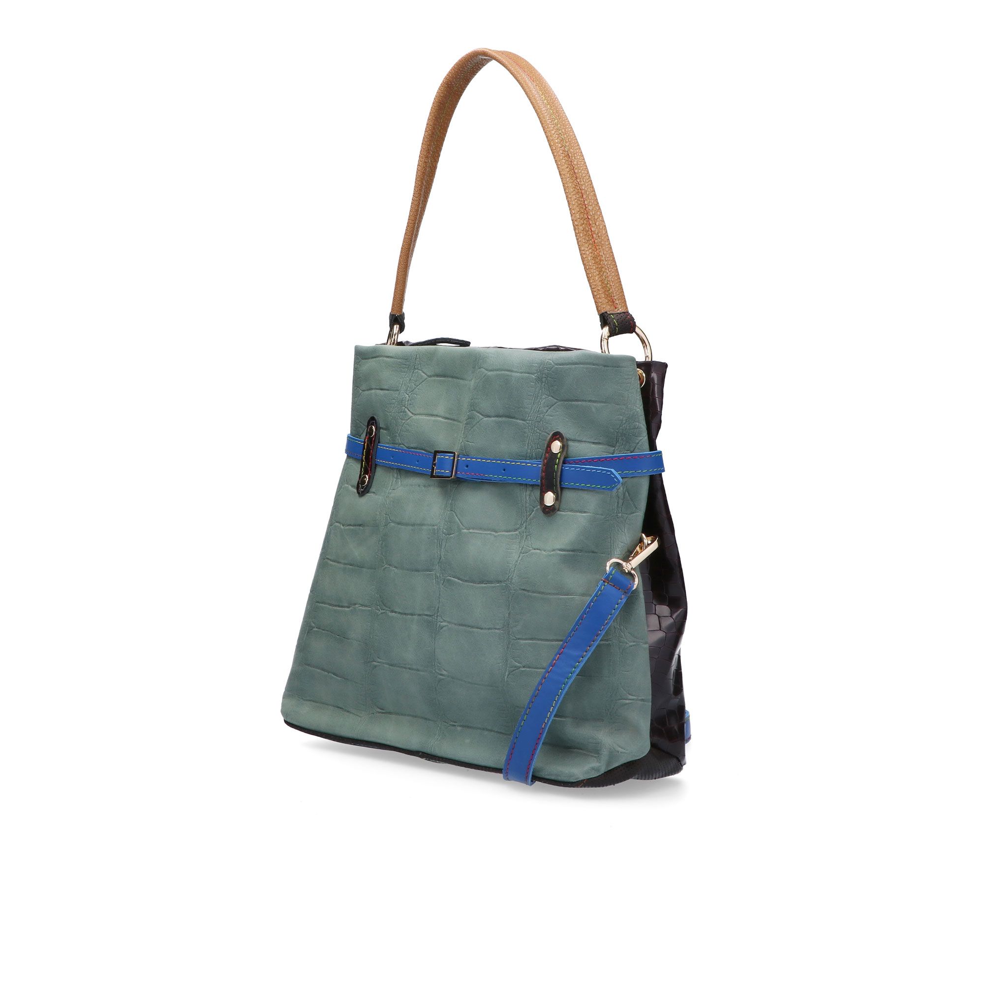 Ebarrito
Borsa shopper in
pelle patchwork
con tracolla
