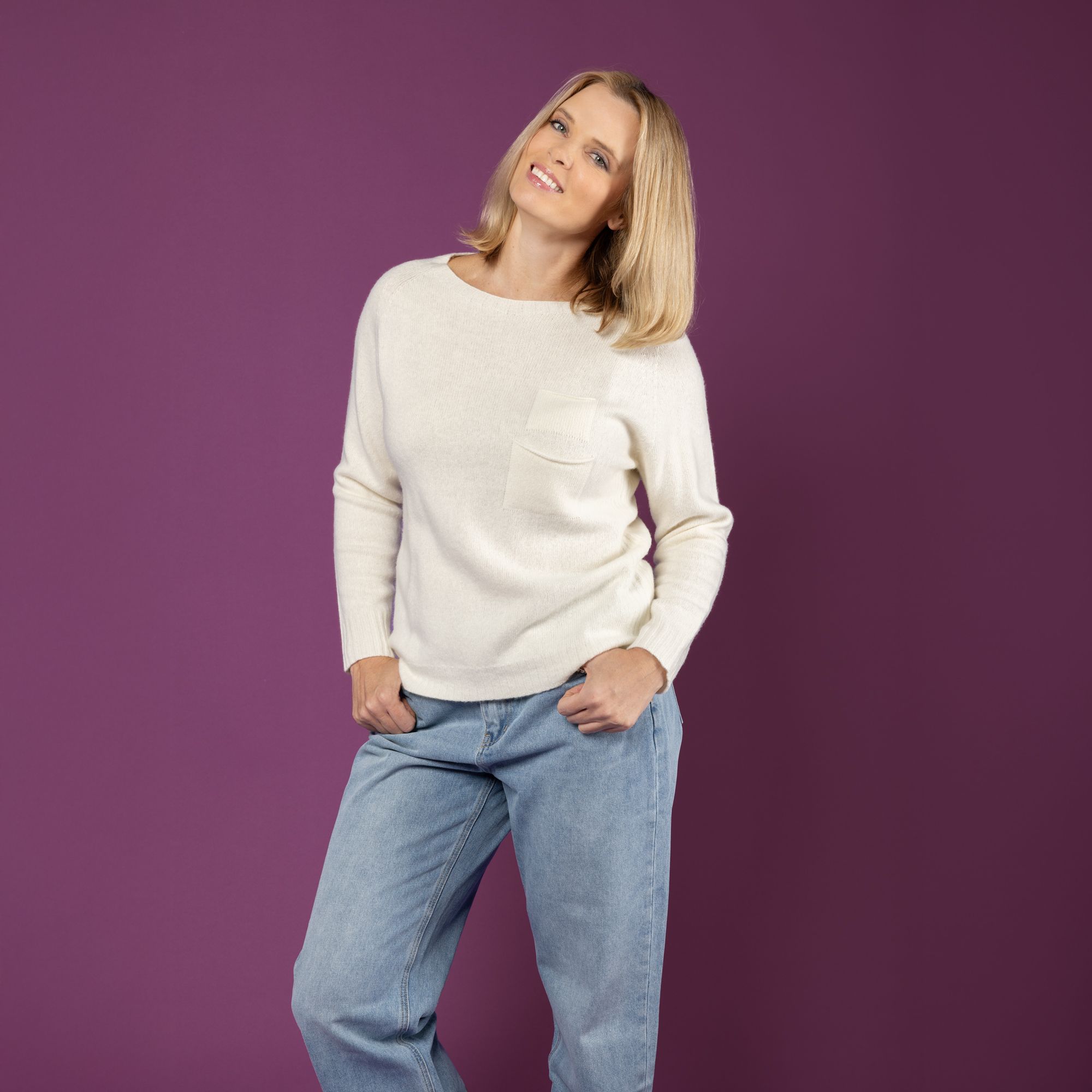 Hekla & Co.
Maglia girocollo
in misto lana merino
con cashmere