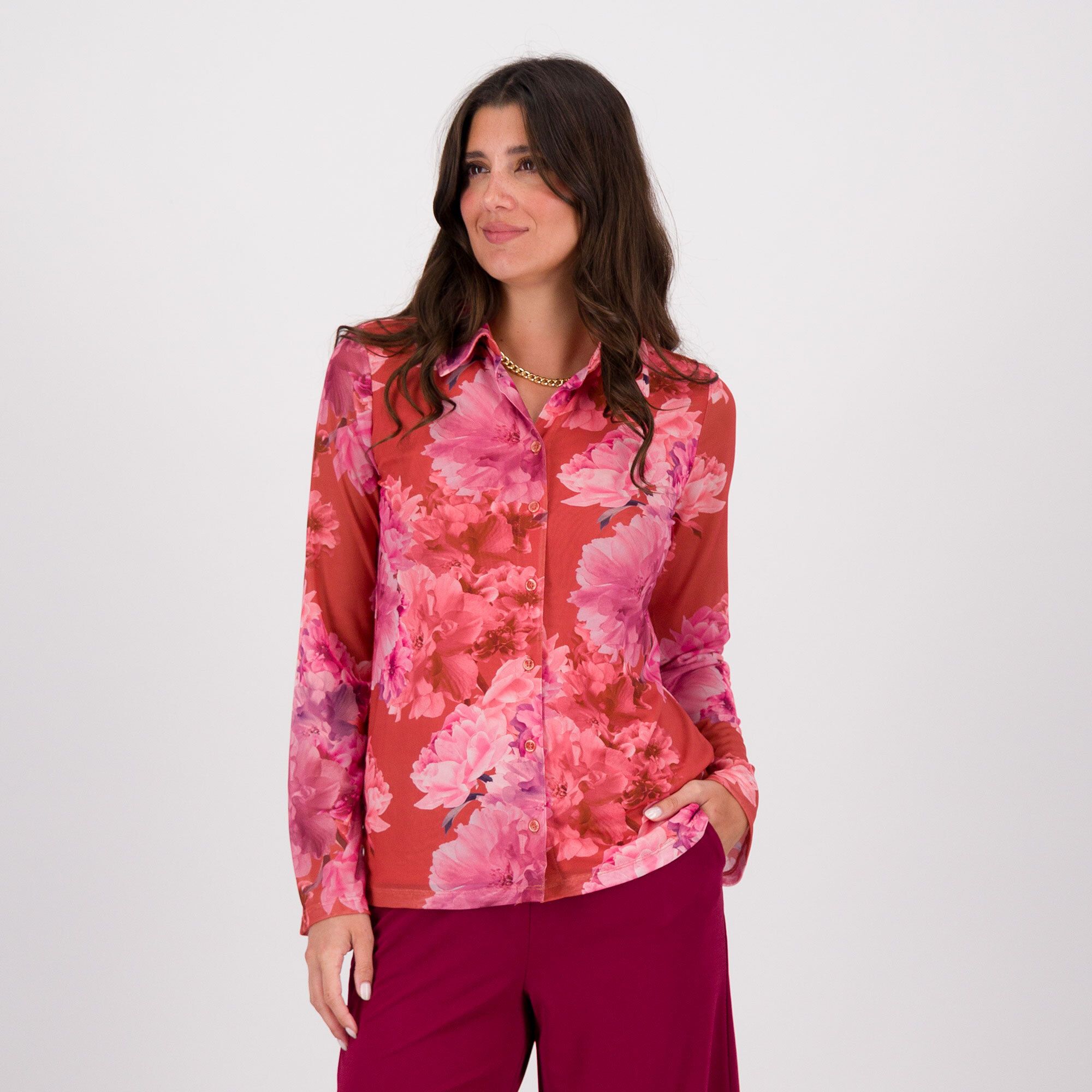 QVC Isaac Mizrahi Live Camicia in tessuto fantasia a maniche lunghe