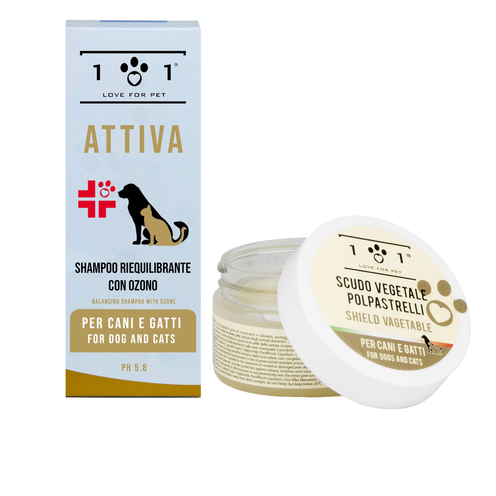 Linea 101
Scudo Vegetale zampe
Cani e Gatti (50ml)
+ shampoo (250ml)
