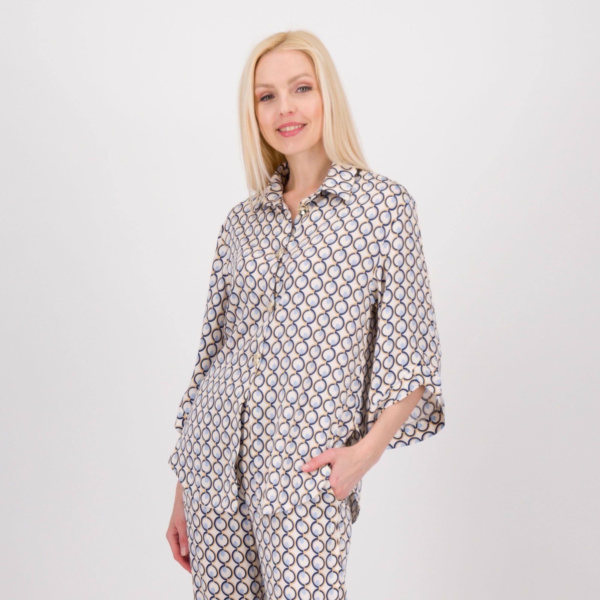 QVC M’ama Camicia in raso fantasia con maniche kimono