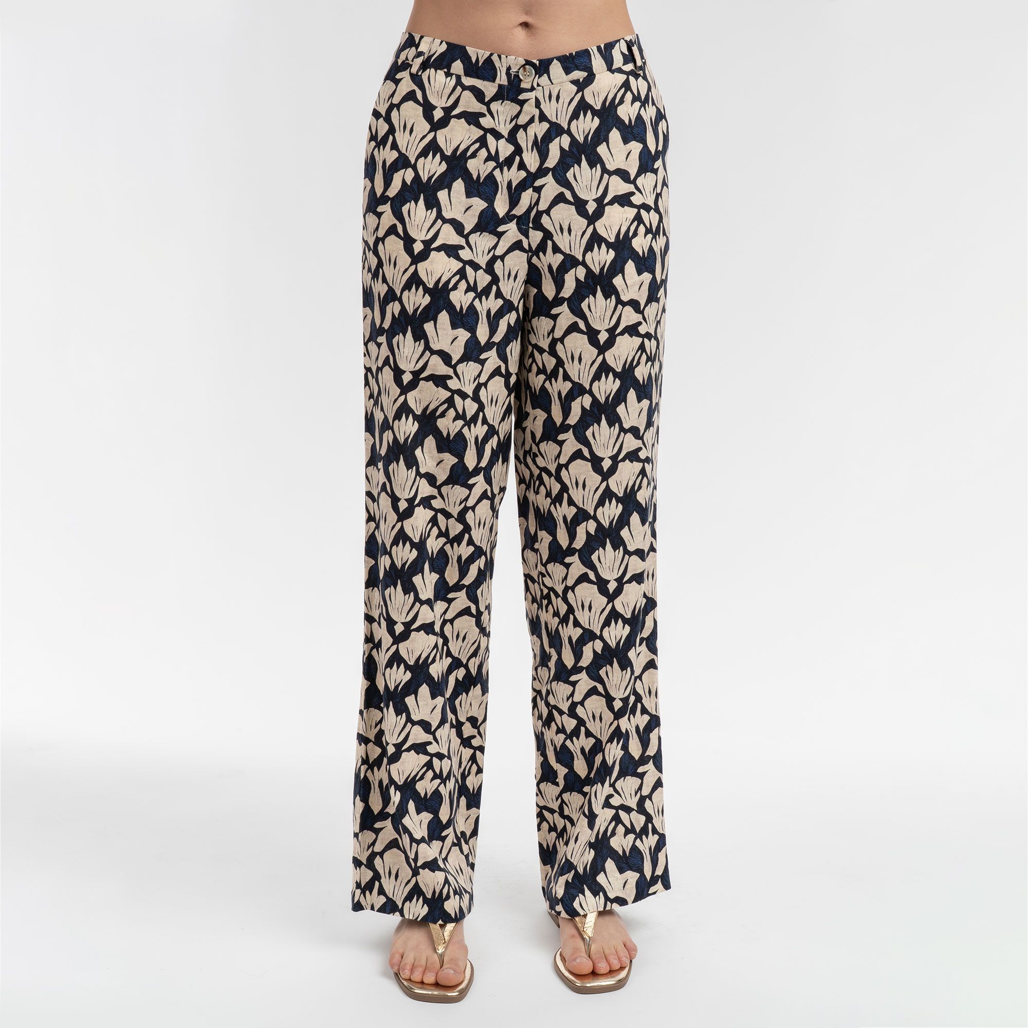 ELLE
Pantaloni lunghi
in lino e viscosa
con elastico