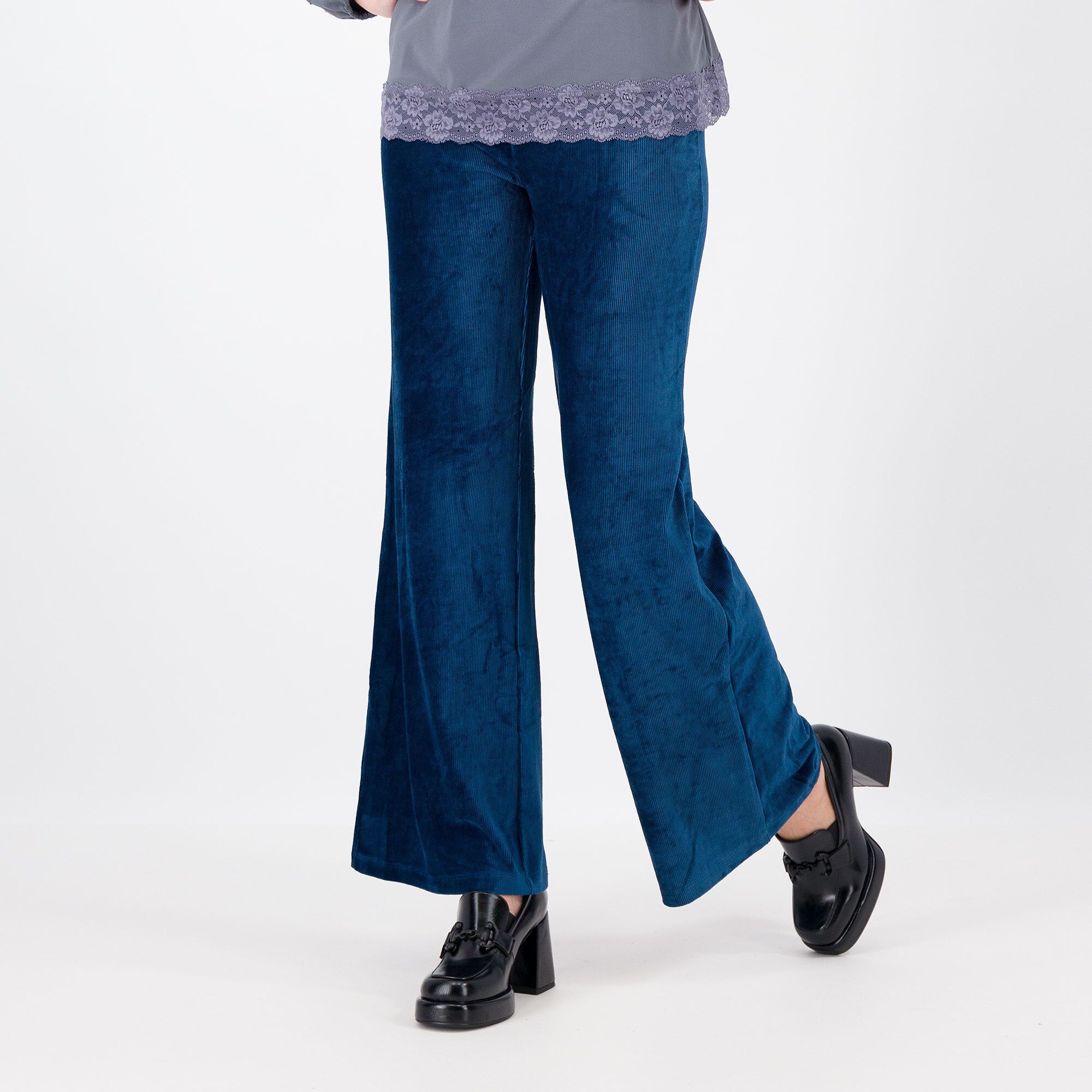 QVC Nina Leonard Pantaloni ampi in tessuto millerighe