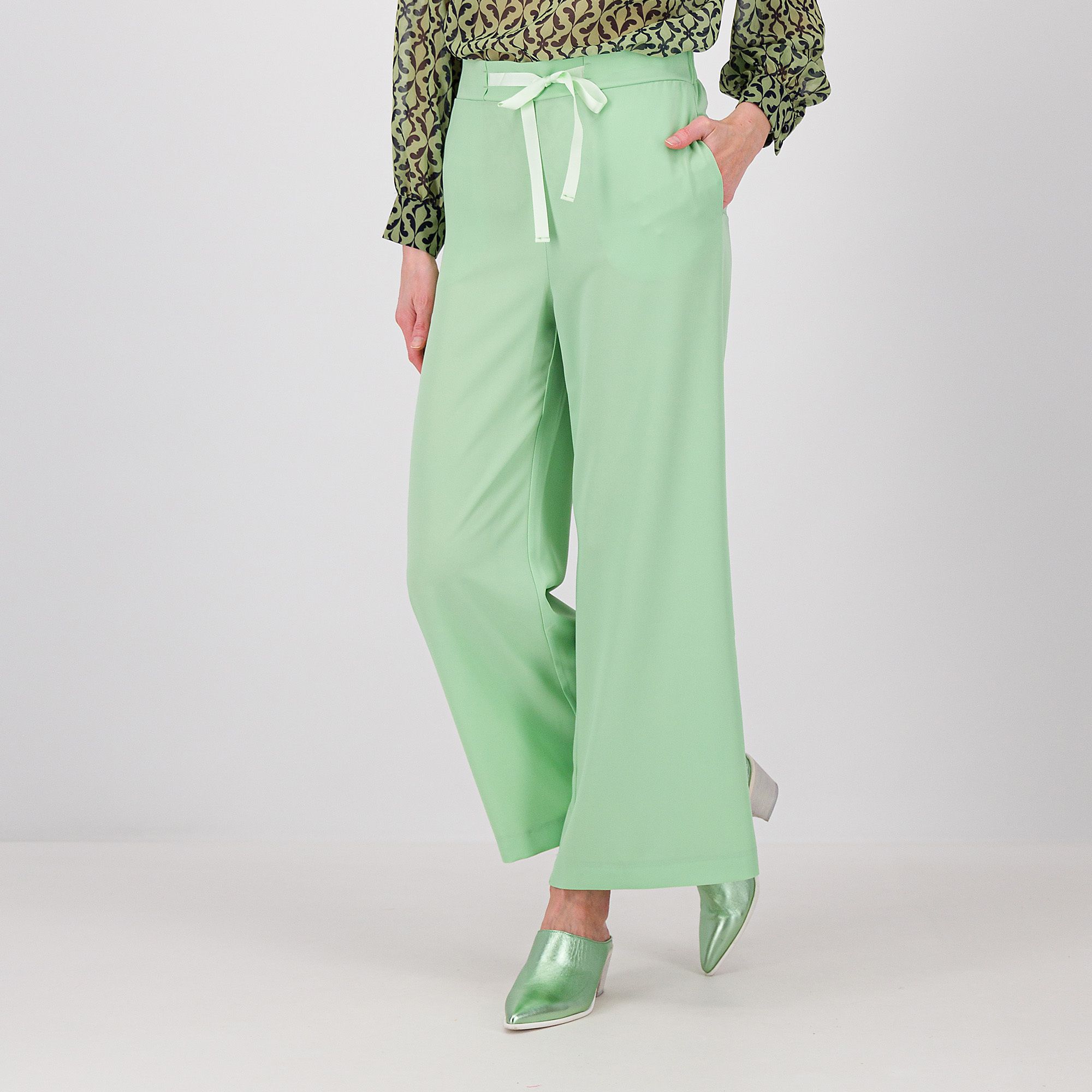 QVC Caterina Lancini Pantaloni linea mordida con elastico dietro e coulisse