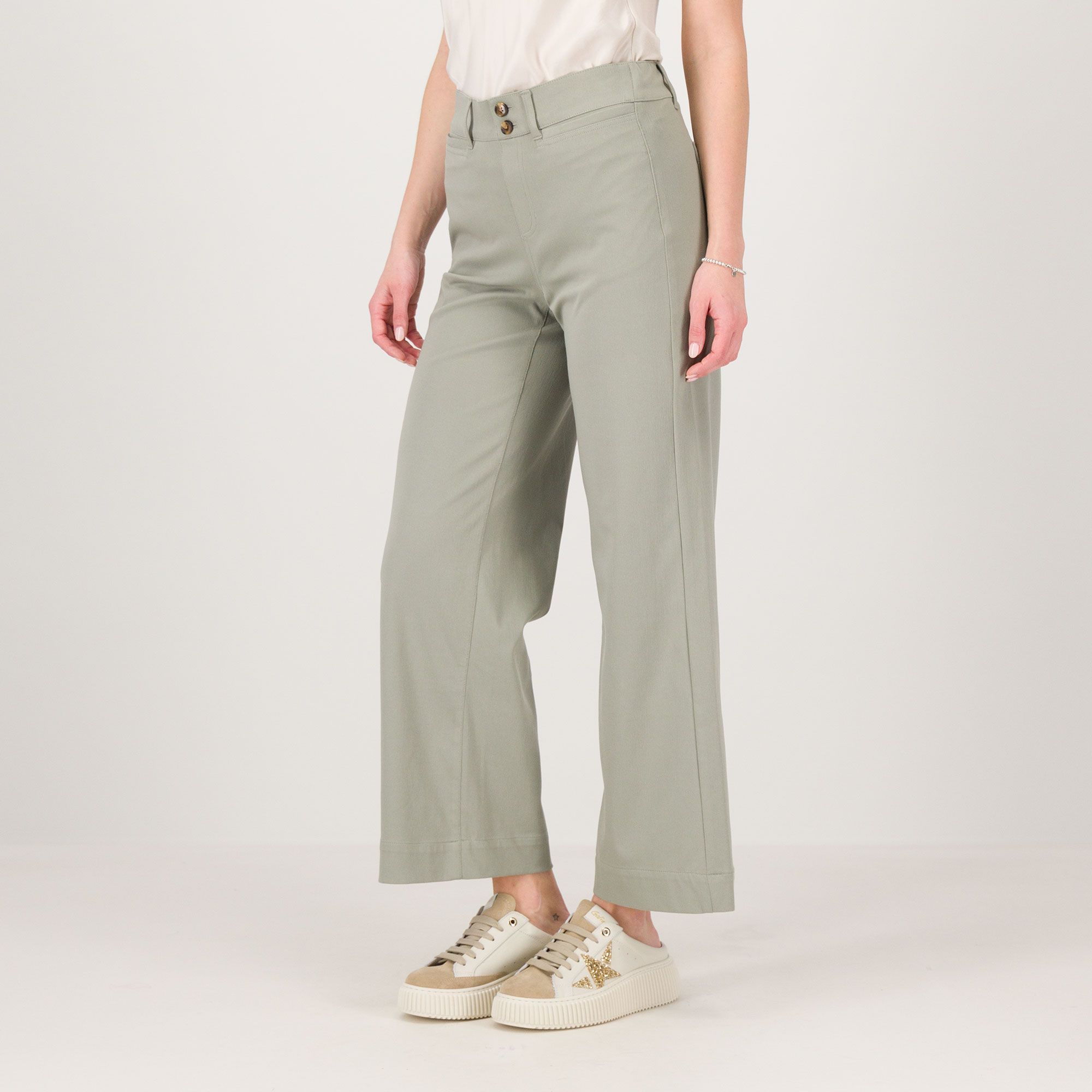 Image of Denim & Co Pantaloni pull-on in denim misto cotone stretch gamba ampia061