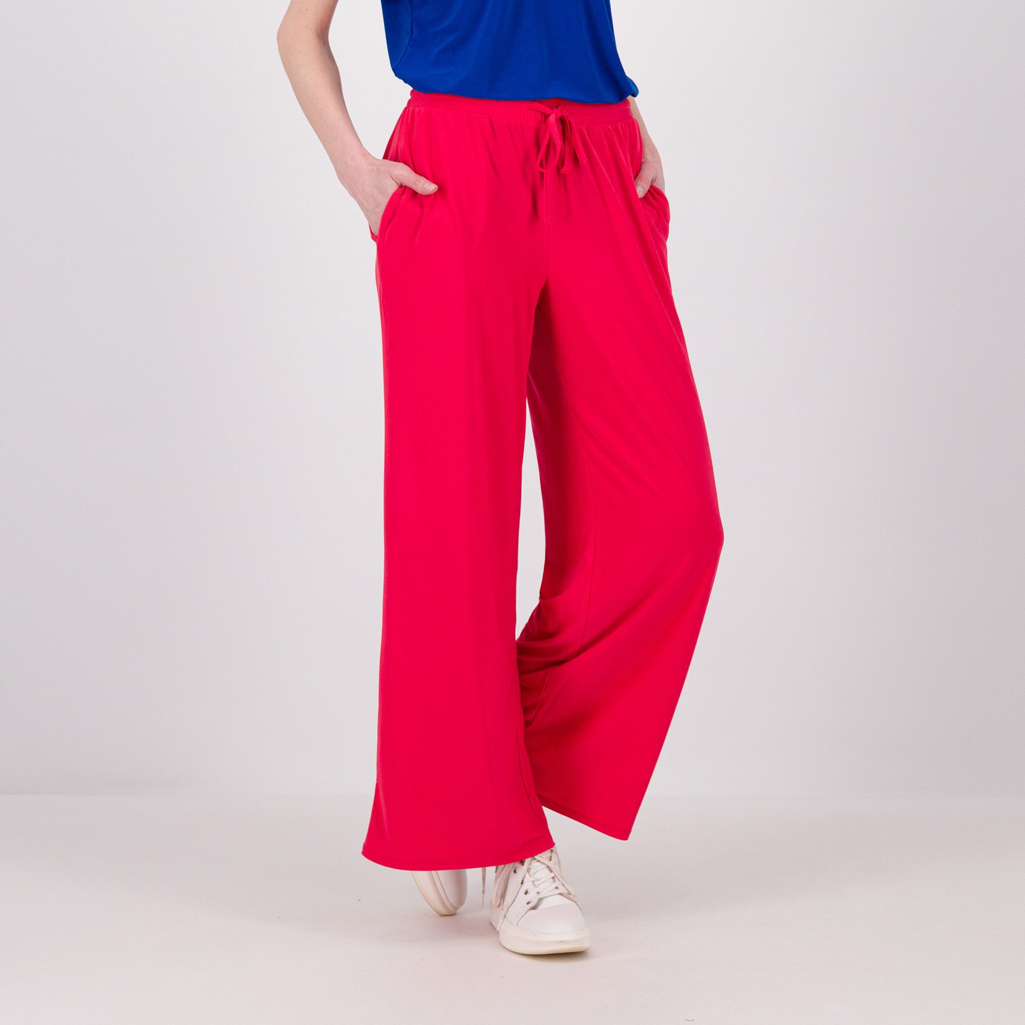 Image of Nina Leonard Pantaloni gamba larga con elastico in vita e coulisse061