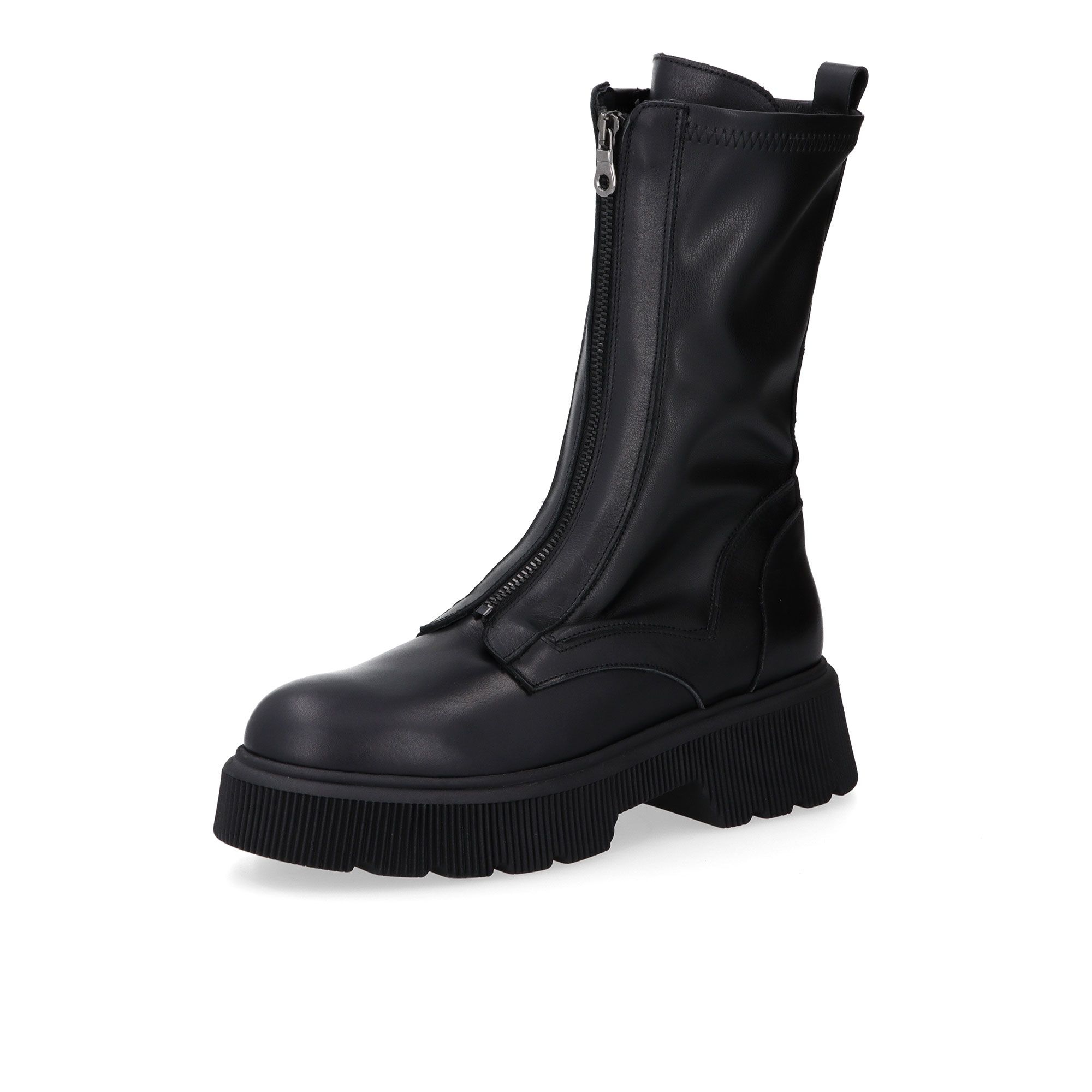 Galieti
Biker in pelle
e tessuto spalmato
con tacco 5,5cm