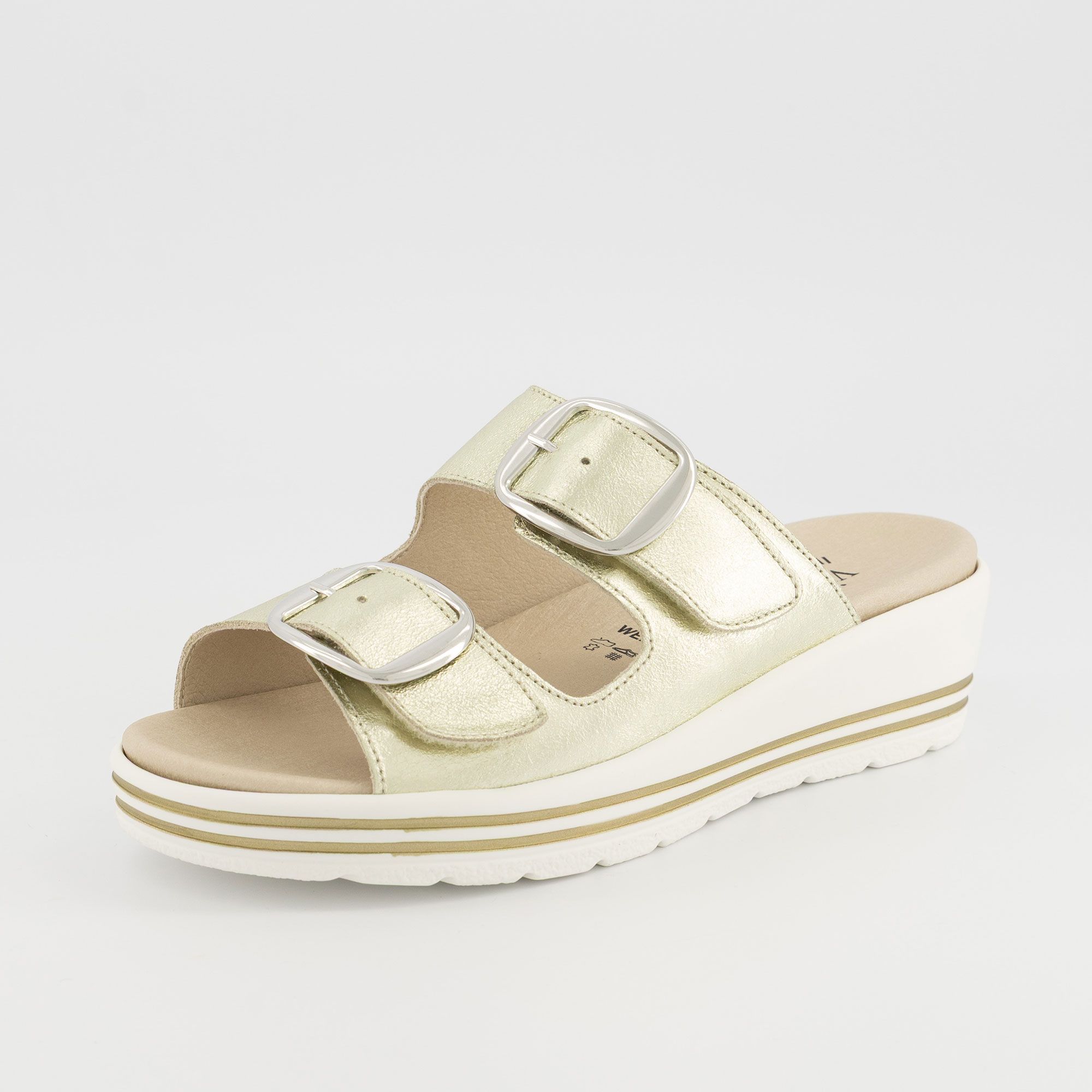 Vitaform
Ciabatte in pelle
metalizzata con
suola 4,5 cm