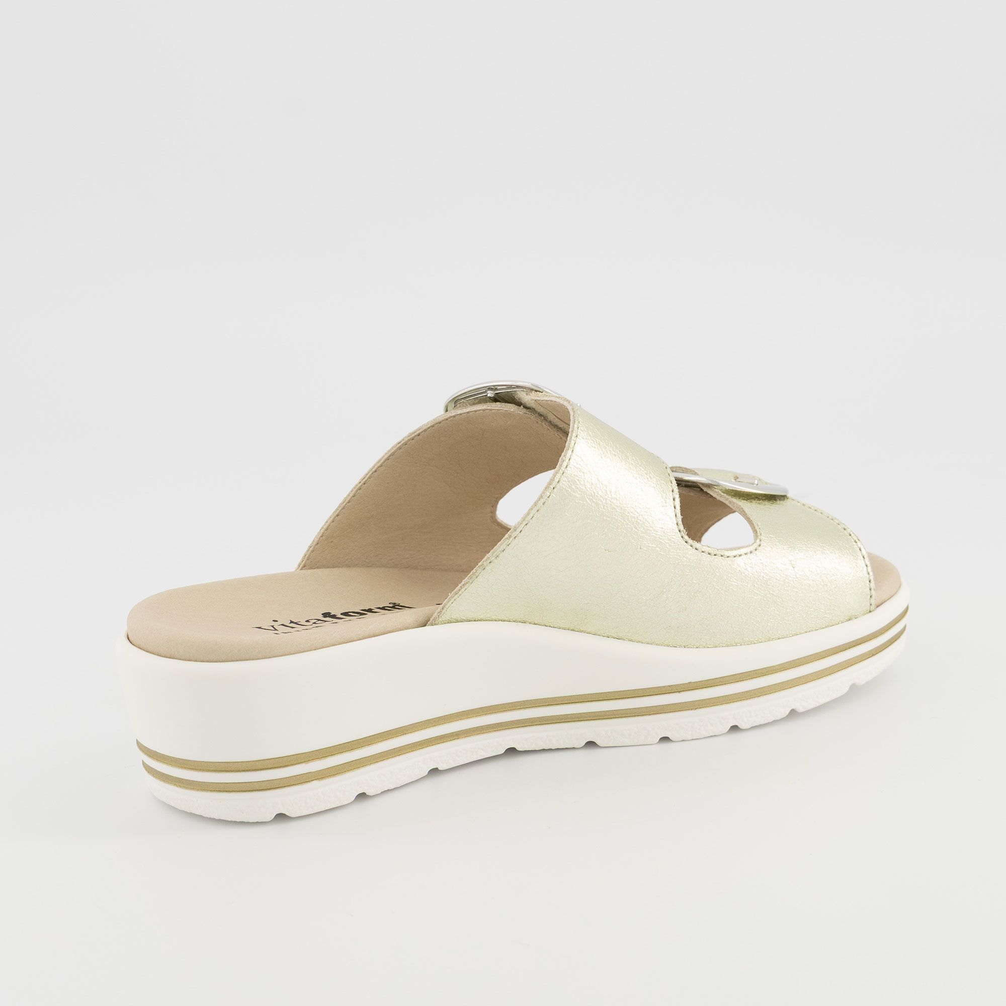 Vitaform Ciabatte in pelle metalizzata con suola 4,5 cm