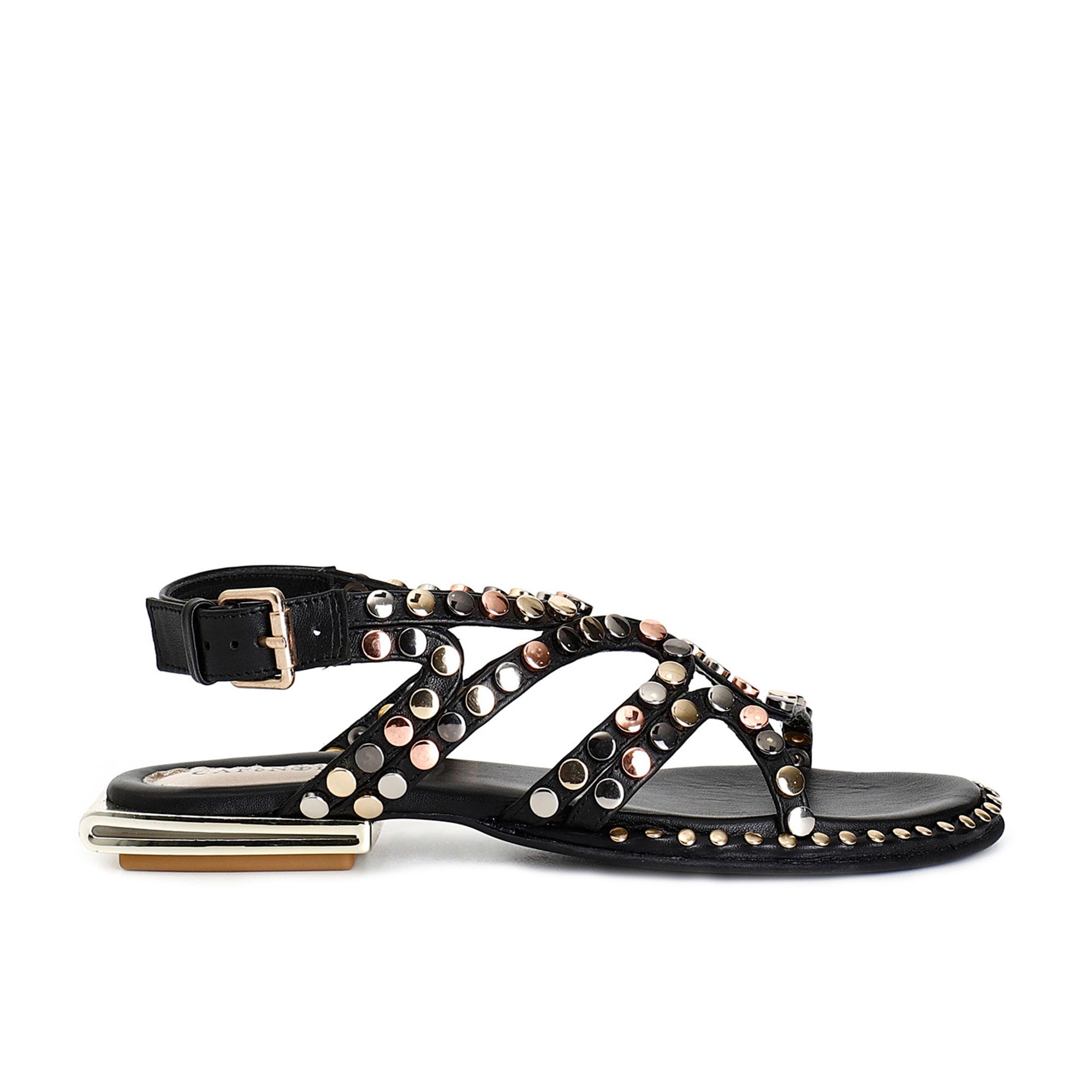 CafèNoir Sandali in pelle con borchie e tacco 2cm