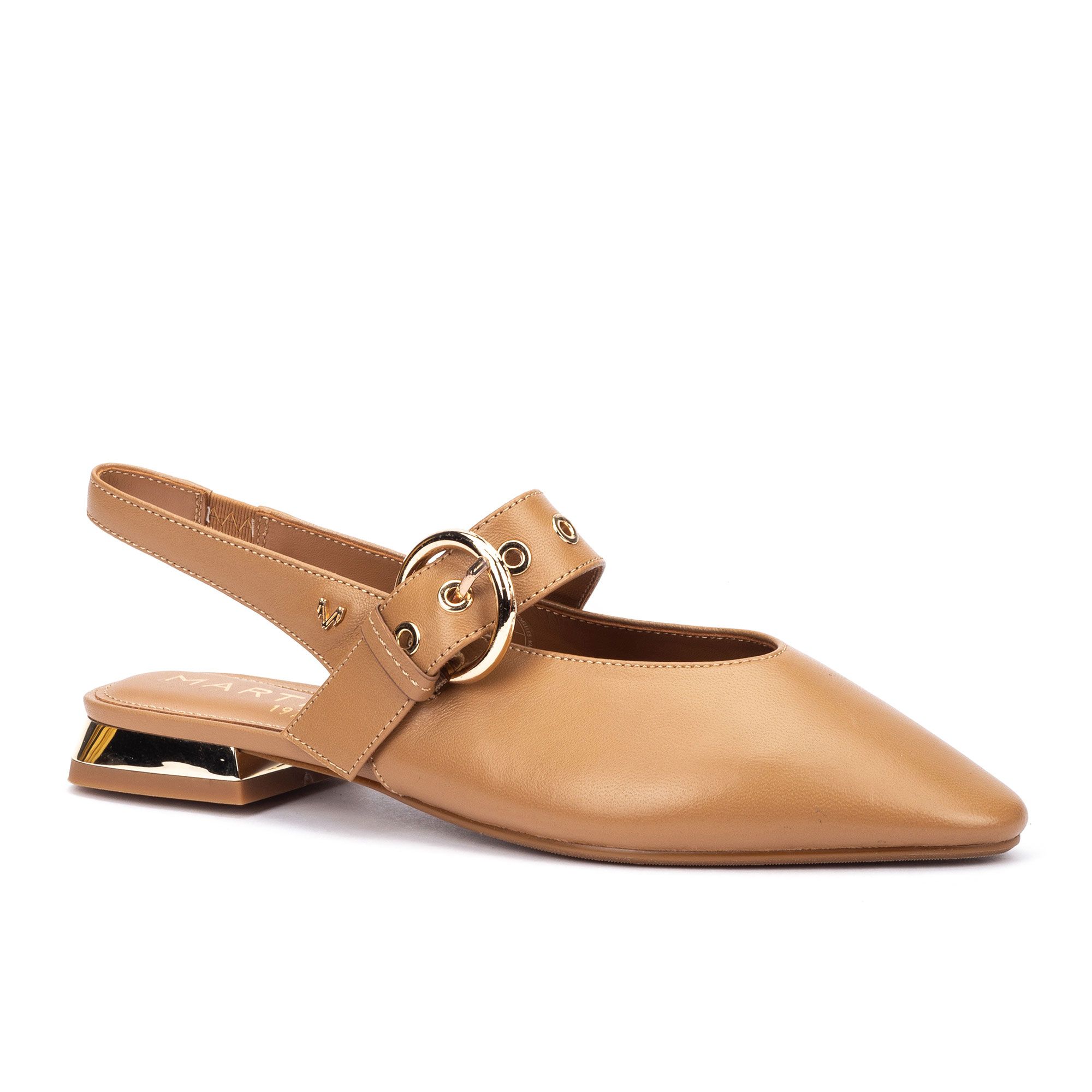Martinelli
Slingback in pelle
con cinturino al
tallone e tacco 2,5cm