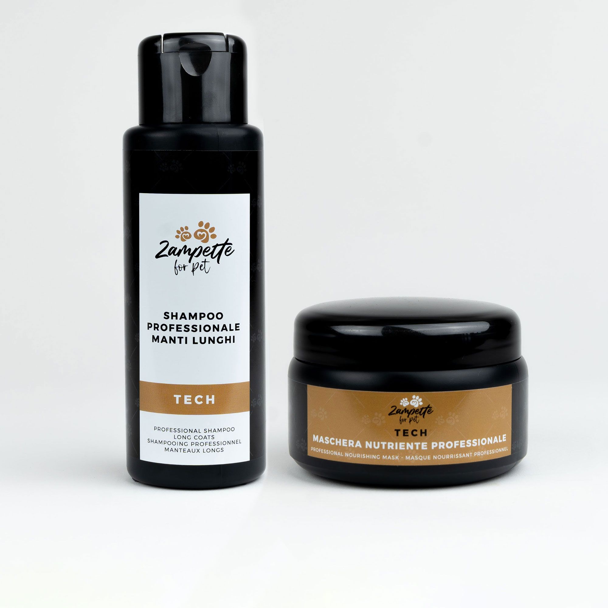 Zampette
Kit manti lunghi:
shampoo (200 ml)
e maschera (200 ml)