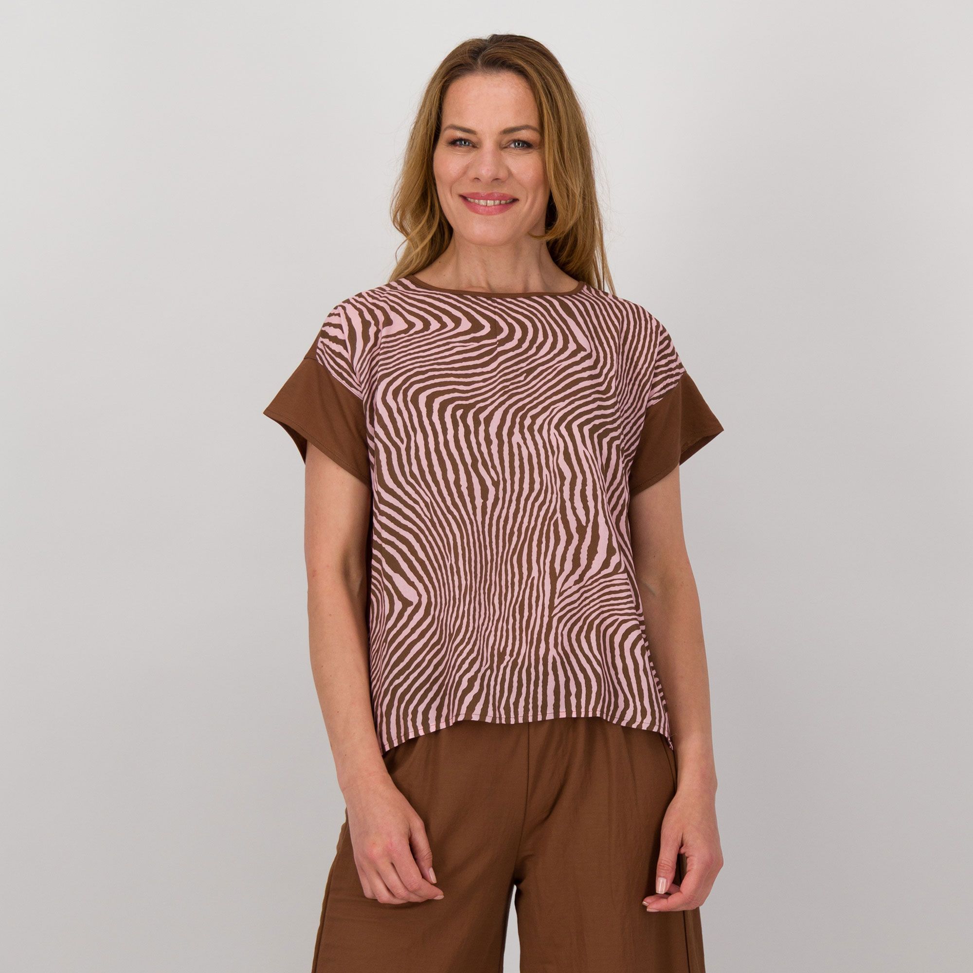 Bianca Della Torre Blusa fantasia in jersey con manica kimono