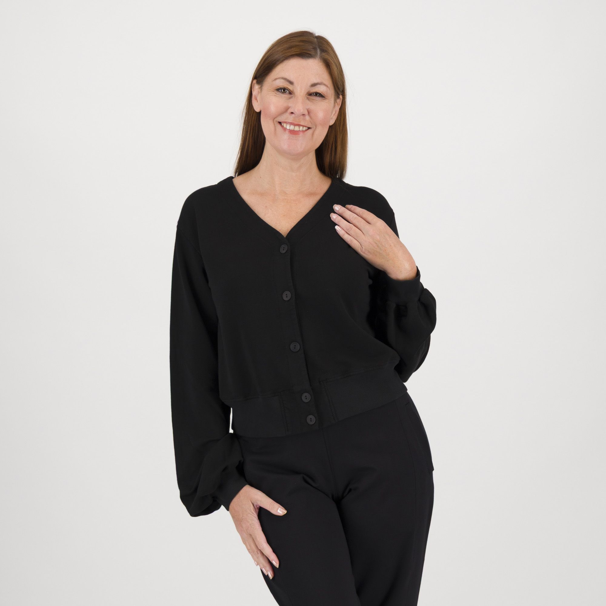 Colour Lab Cardigan in felpina stretch di cotone e viscosa