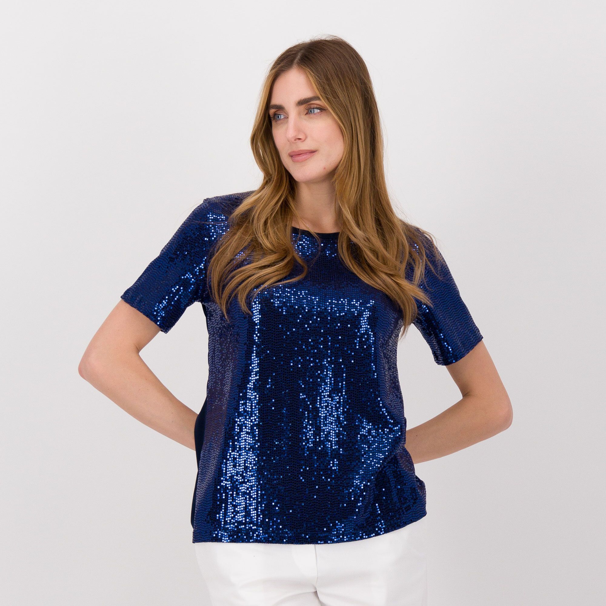 Image of Bianca Della Torre T-shirt in jersey Scollo tondo Paillettes stampate061