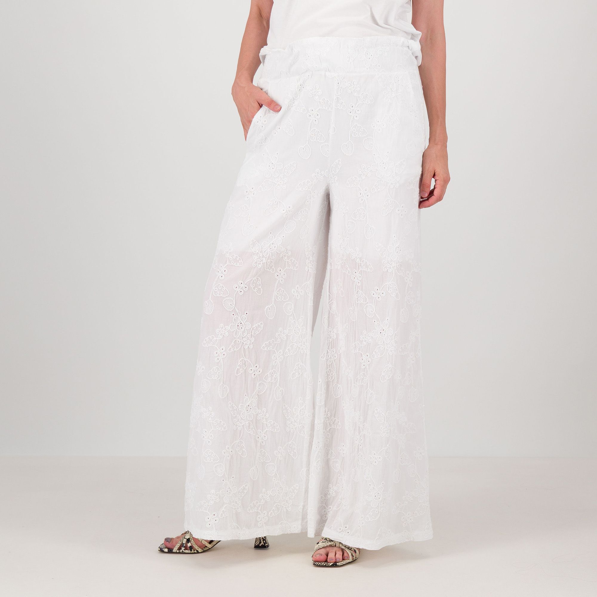 Palazzo Moda Pantaloni in cotone con paillettes anche Petite
