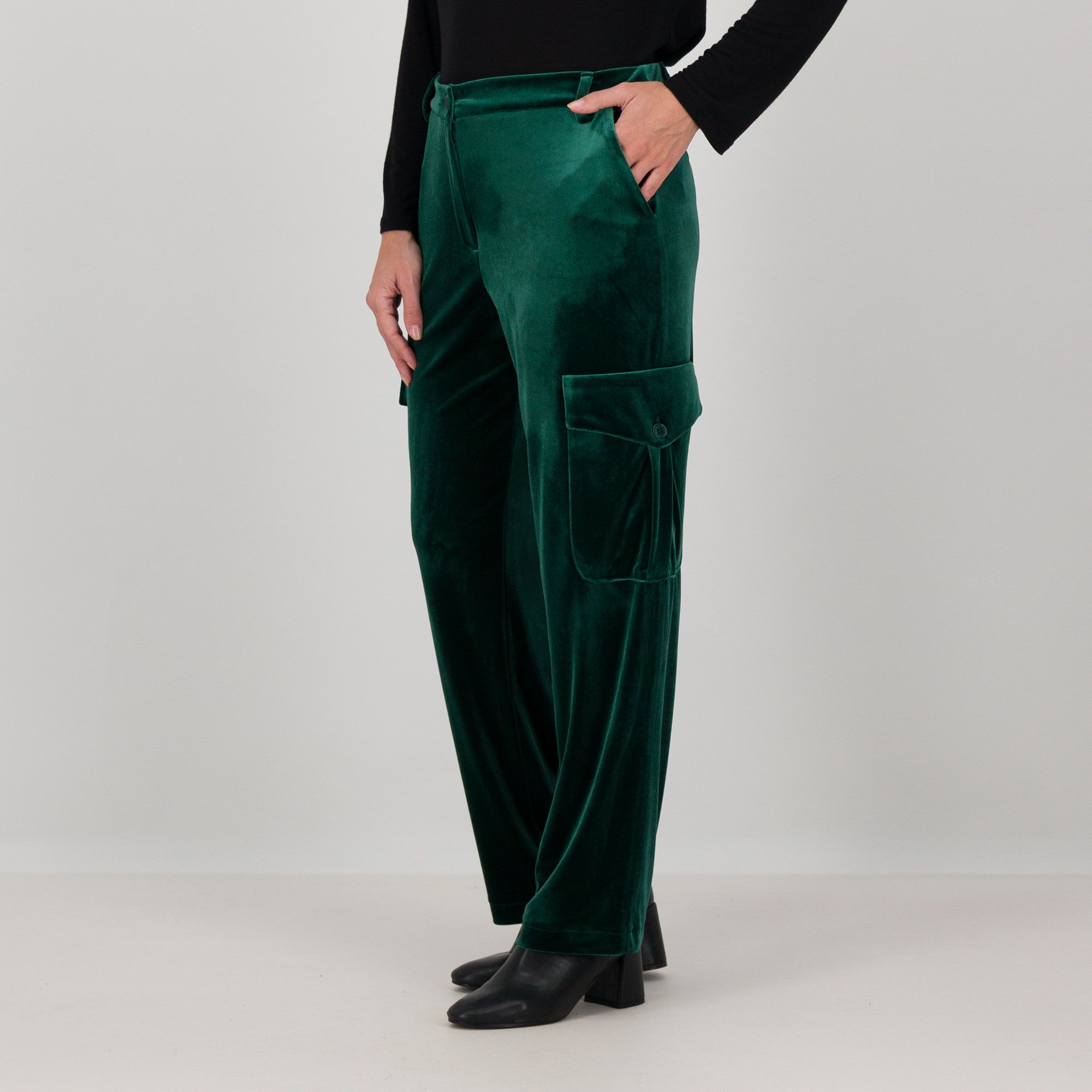 QVC Caterina Lancini Pantaloni in ciniglia di velluto stretch con tasche laterali