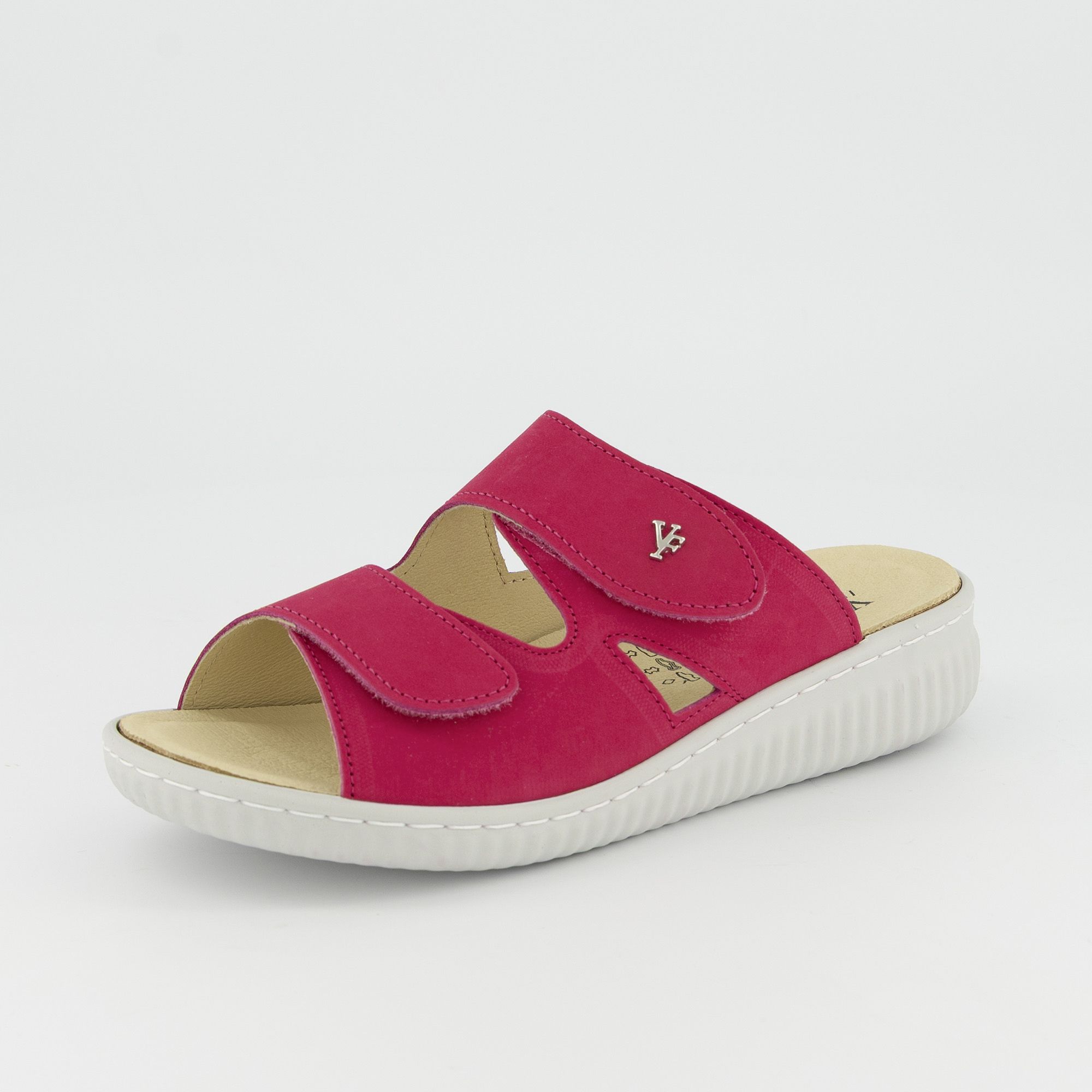 Vitaform Ciabatte in pelle con due fasce e suola 2,5 cm