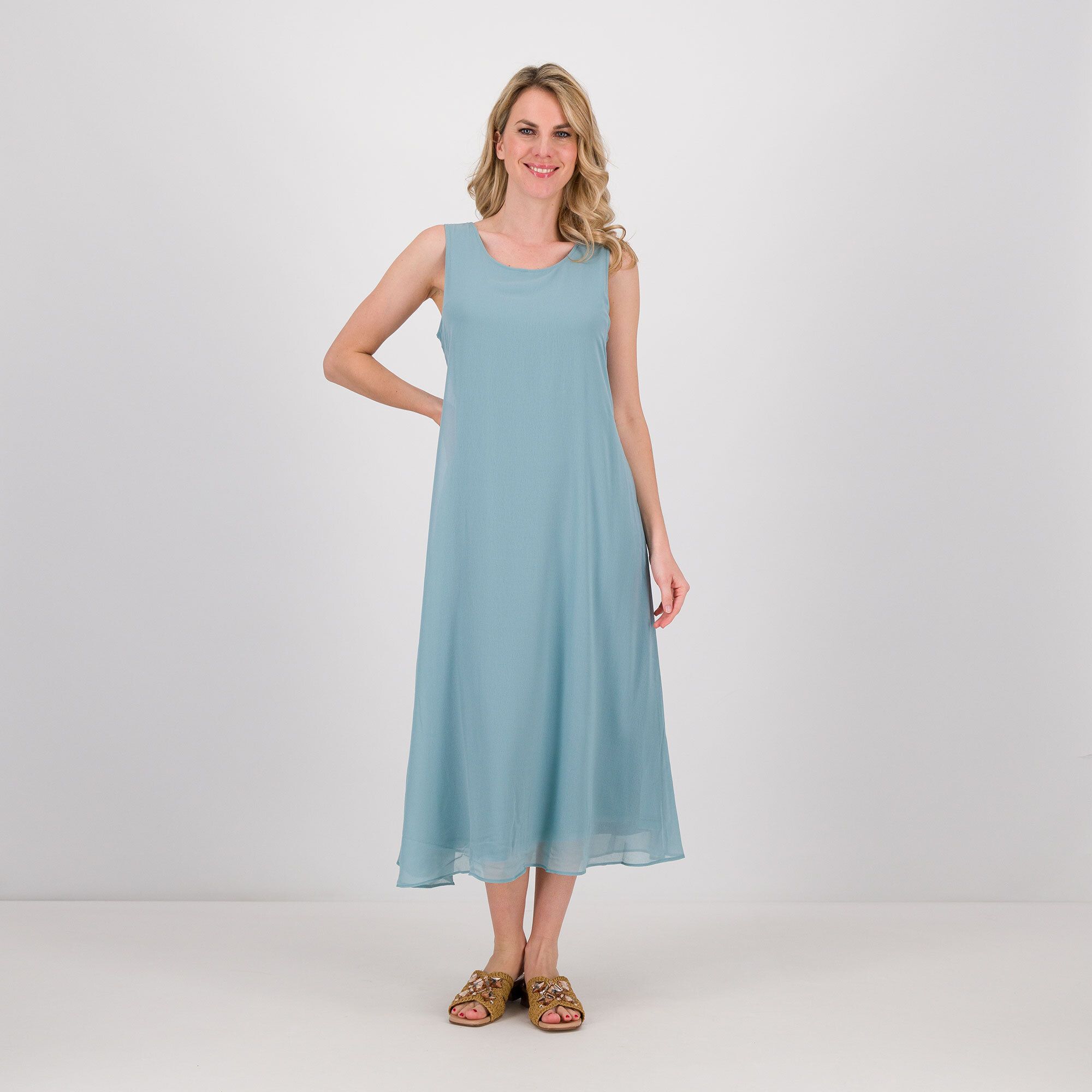 QVC Wynne Layers Abito smanicato in chiffon foderato in jersey di viscosa